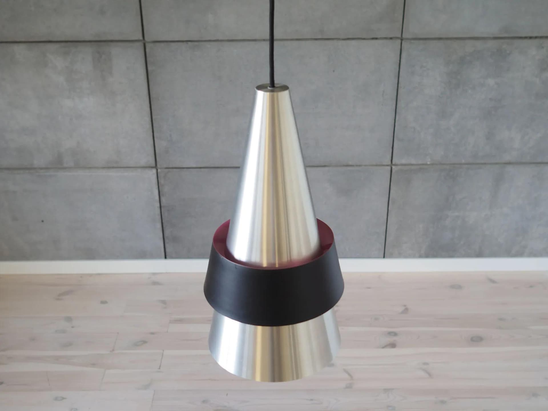 Lampa wisząca Corona, metal srebrny czarny, proj. J. Hammerborg, Fog & Mørup, Dania, lata 60. - 32708
