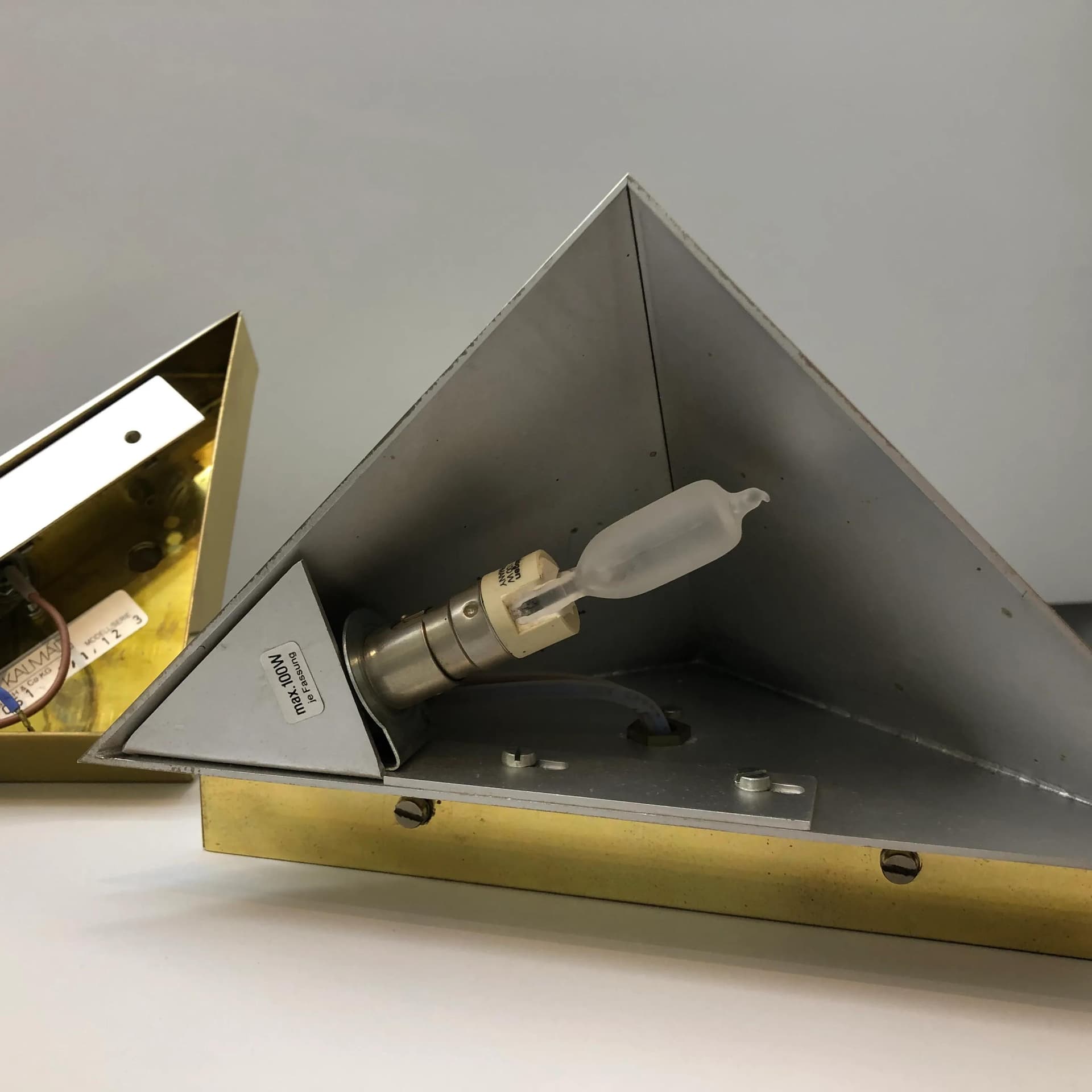 Para kinkietów, mosiądz złocony i chromowany, J.T. Kalmar, Niemcy, lata 70. - 32982