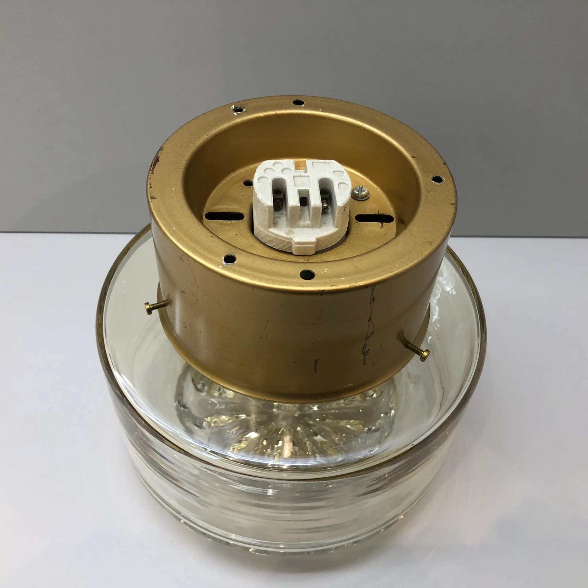 Kinkiet, złocony metal, szkło miodowe, RZB, Niemcy, lata 70. - 32957