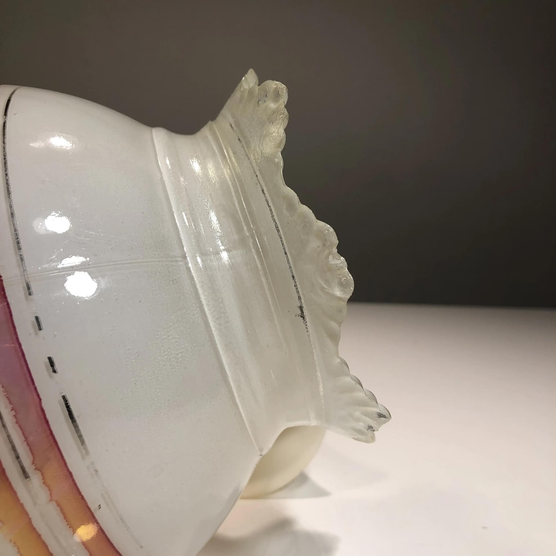 Lampa wisząca, biała, szkło, metal, Niemcy, lata 60. - 32946