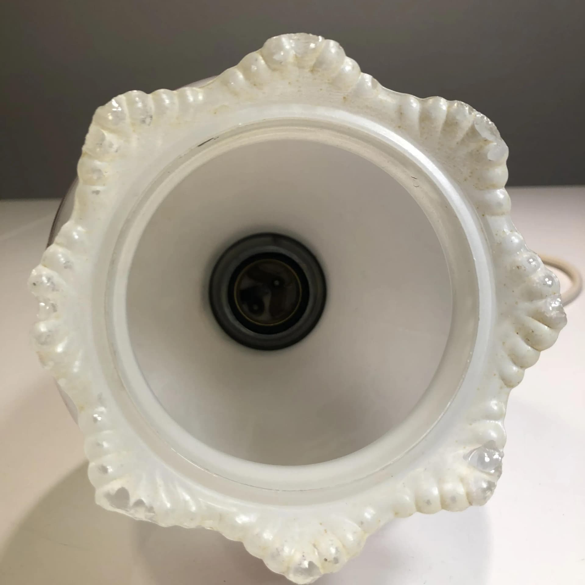 Lampa wisząca, biała, szkło, metal, Niemcy, lata 60. - 32951