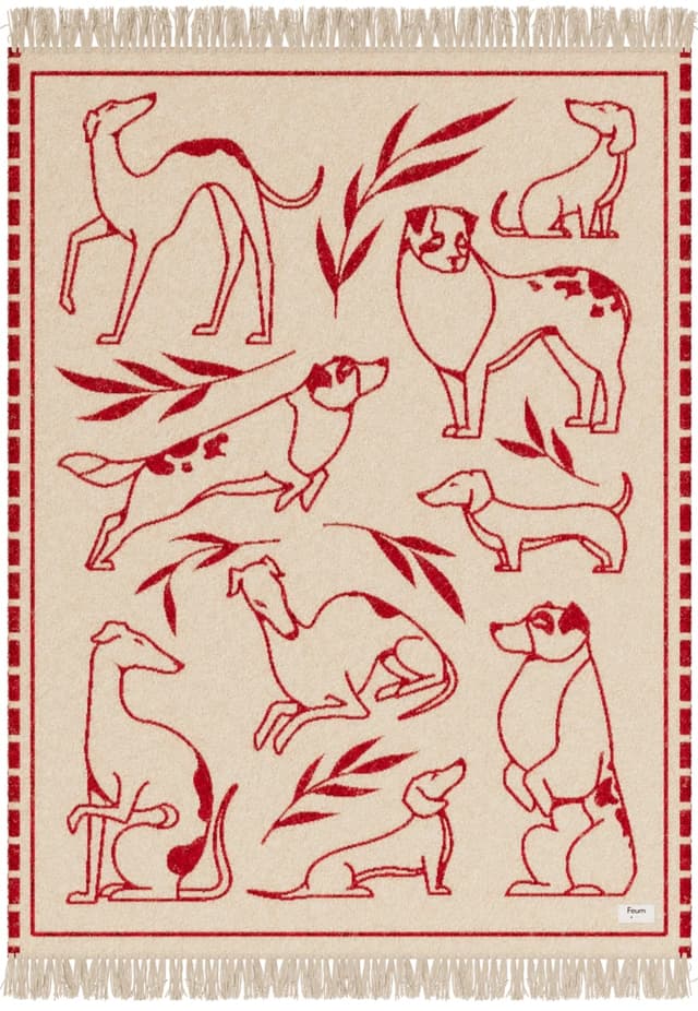 Koc 200x150 cm czerwony i beżowy, proj. Lena Dombek, Feum - WYMIARY