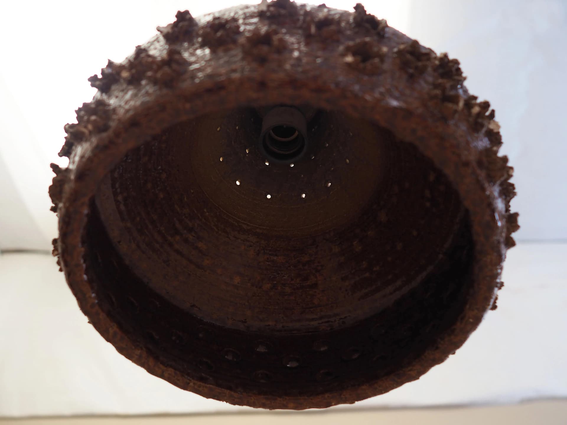 Pendant lamp, white brown ceramics, Denmark, 1960s - 33159