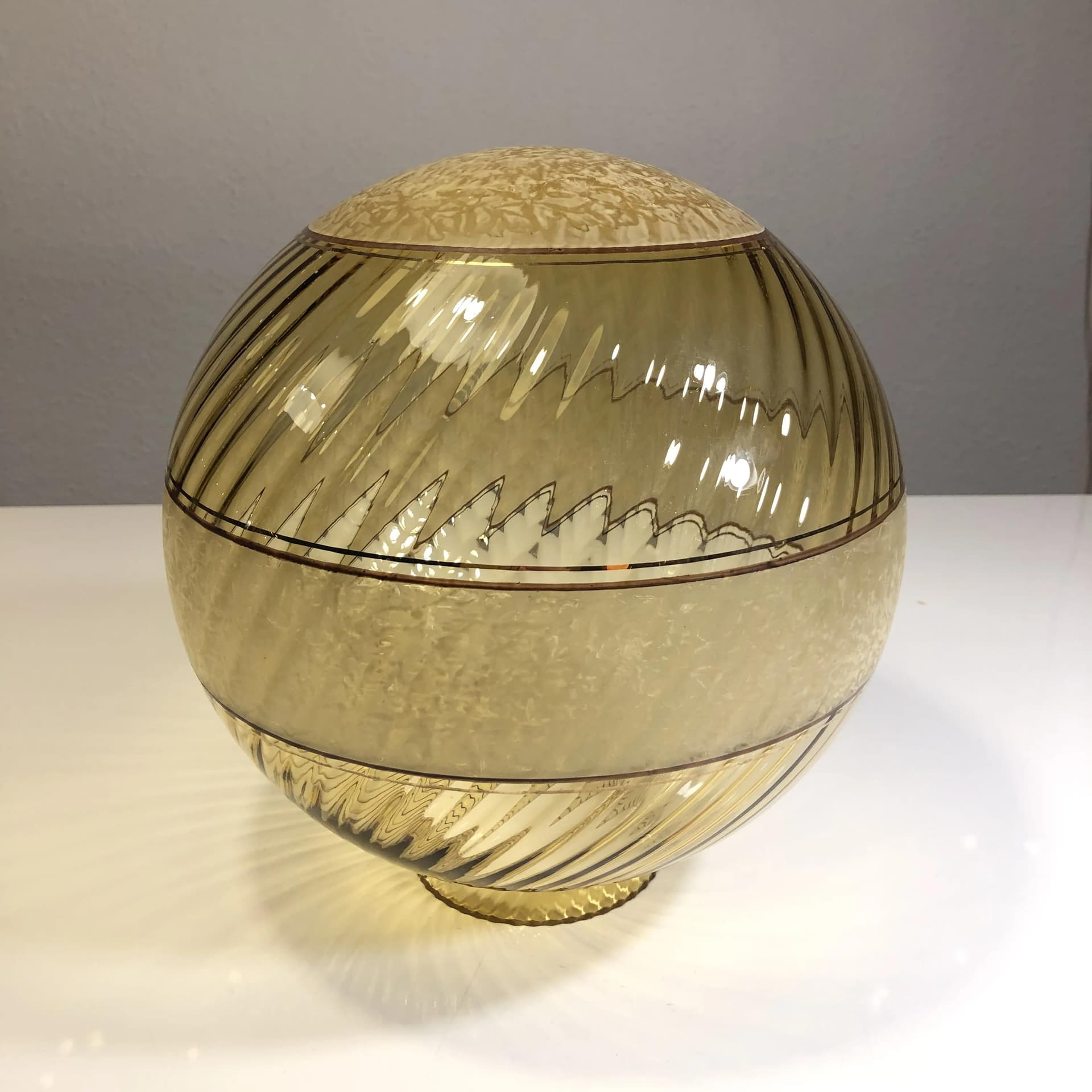 Lampa wisząca, szkło miodowy, mosiądz złoty, Niemcy, lata 50. - 32919