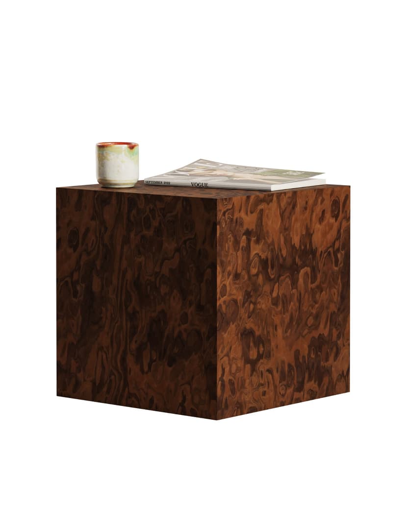Stolik Cube California Burl brązowy, Feum