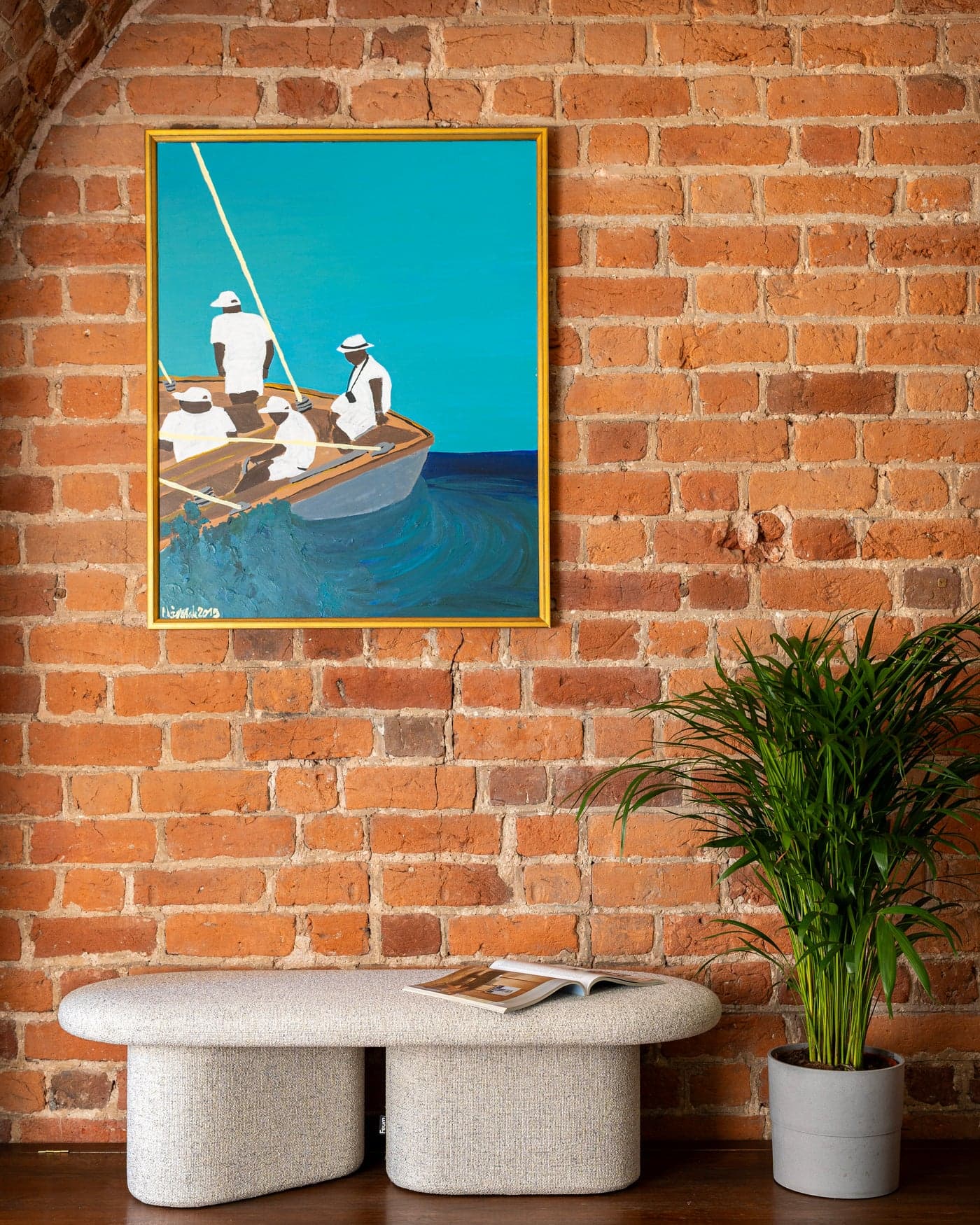 Ovo upholstered bench 125x50x40 cm Miami beige, by Feum Studio, FEUM - 46350