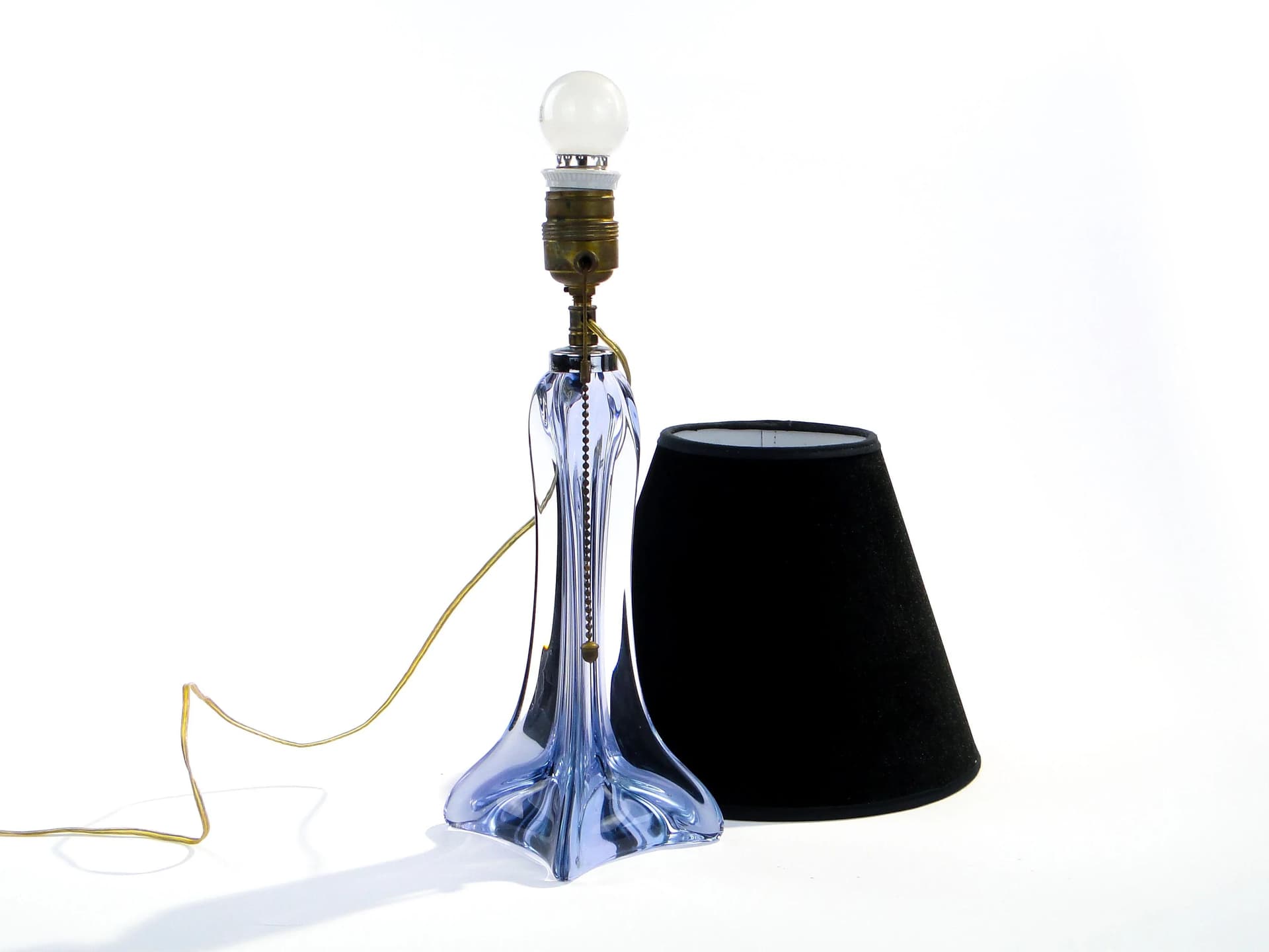 Table lamp, violet glass, Val St Lambert, Belgium, 1960s. - 33219