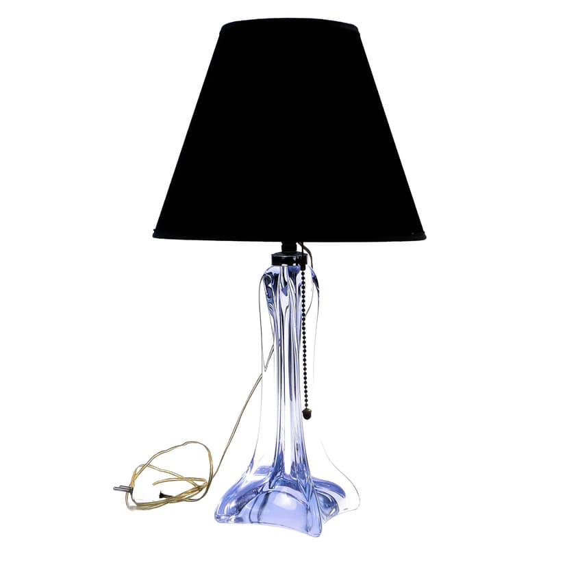 Lampa stołowa, szkło fiolet, Val St Lambert, Belgia, lata 60.