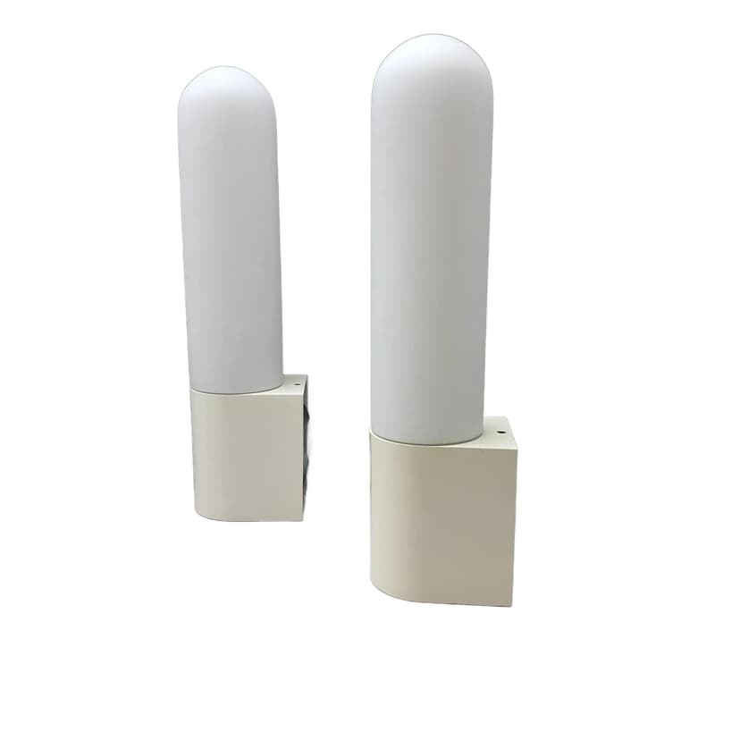 Para kinkietów, ivory white stal, szkło opalowe, Glashutte Limburg, Niemcy, lata 80.