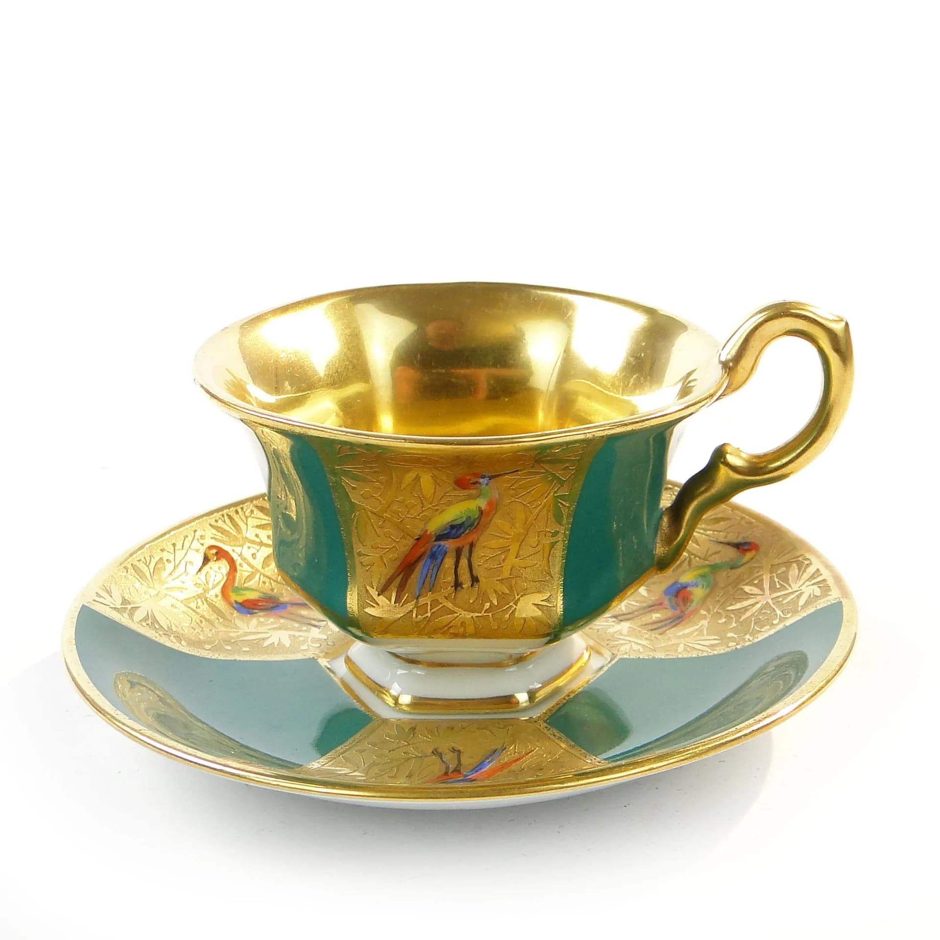 Filiżanka do mokki Art déco, zielony, porcelana, Czechosłowacja, lata 30. - 33608