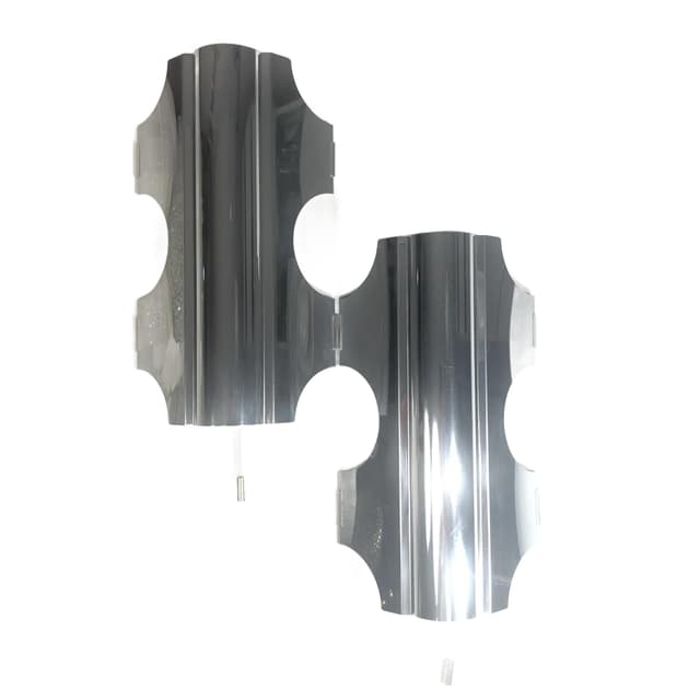 Para kinkietów, srebro, aluminium polerowane, Doria, Niemcy, lata 70. - WYMIARY