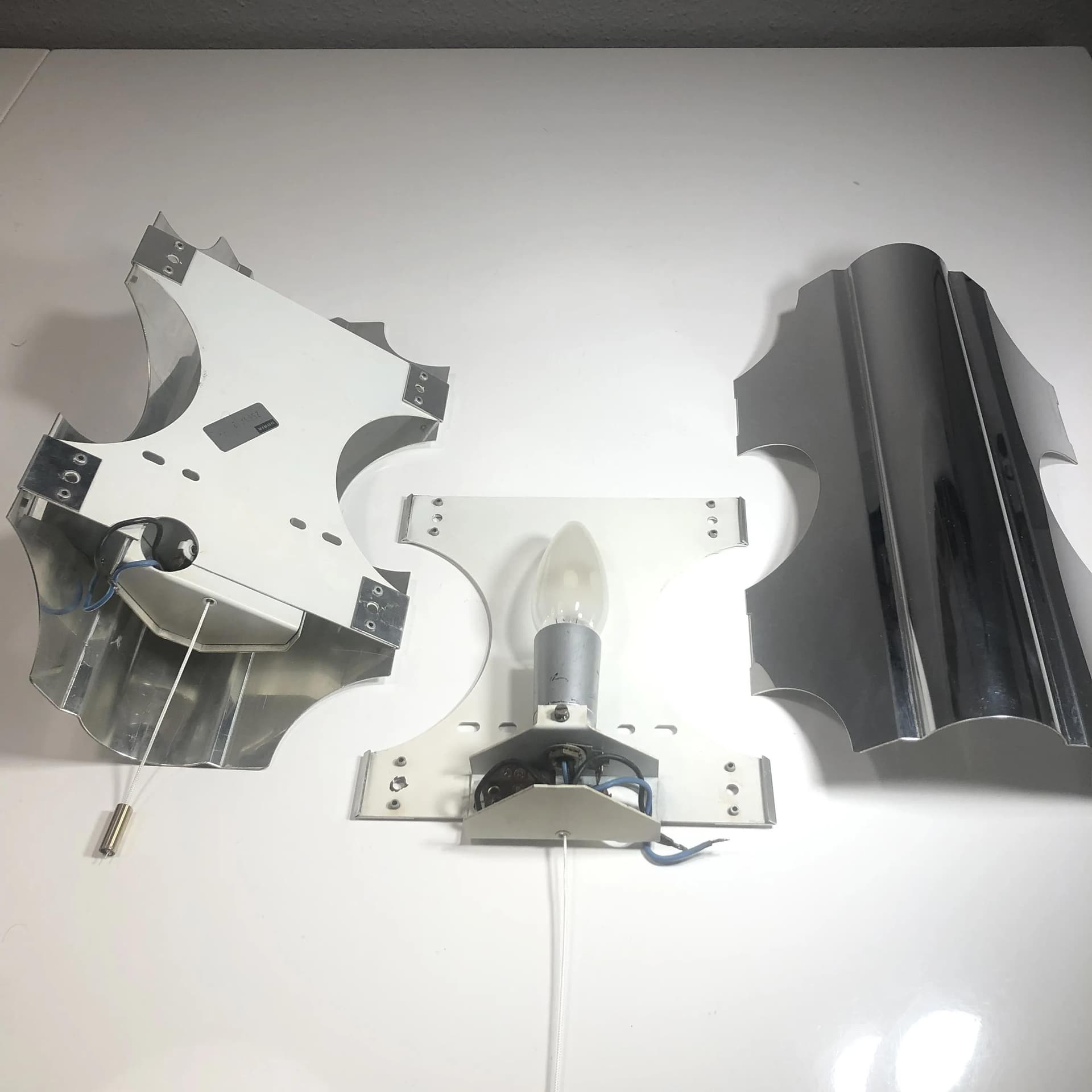 Para kinkietów, srebro, aluminium polerowane, Doria, Niemcy, lata 70. - 33714