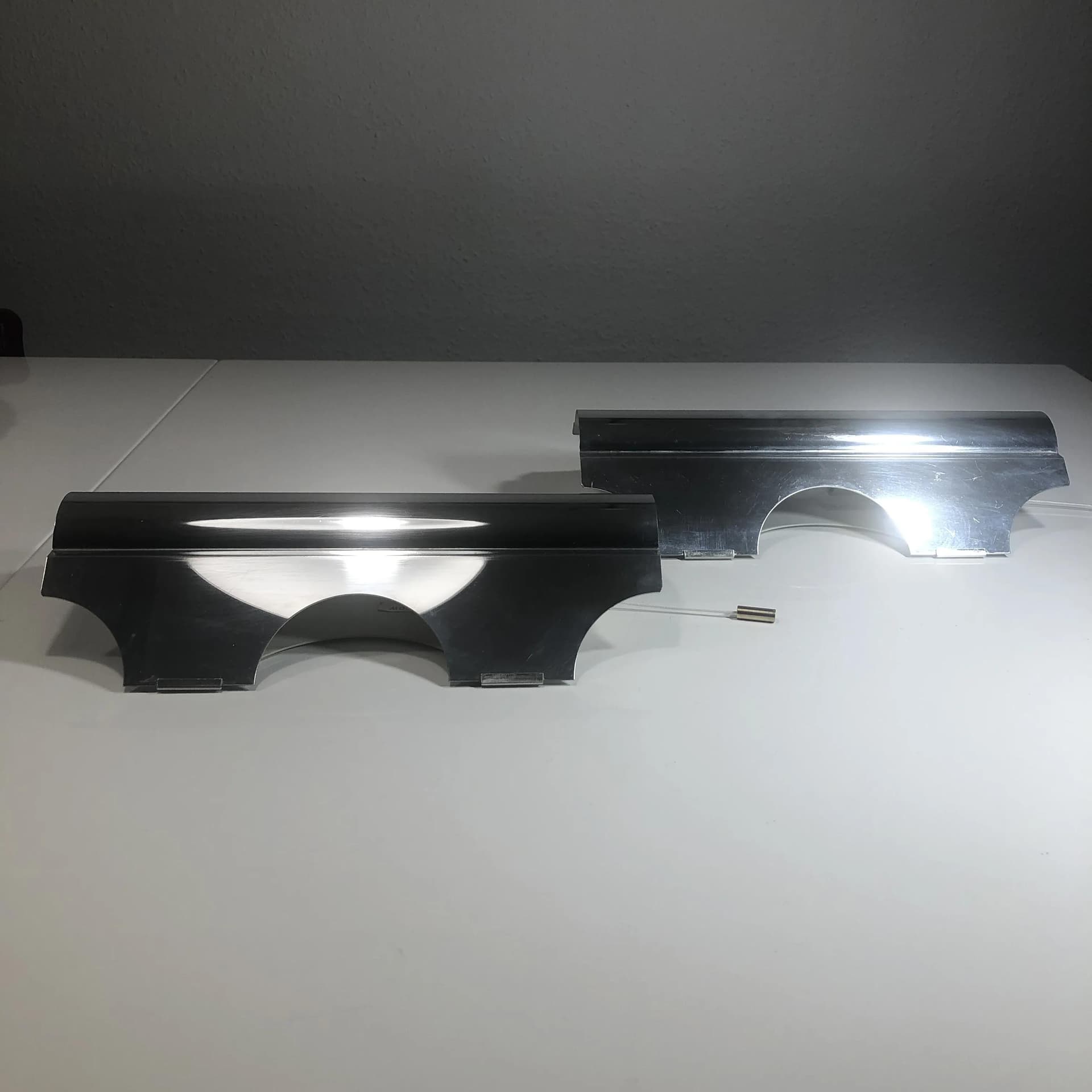 Para kinkietów, srebro, aluminium polerowane, Doria, Niemcy, lata 70. - 33715