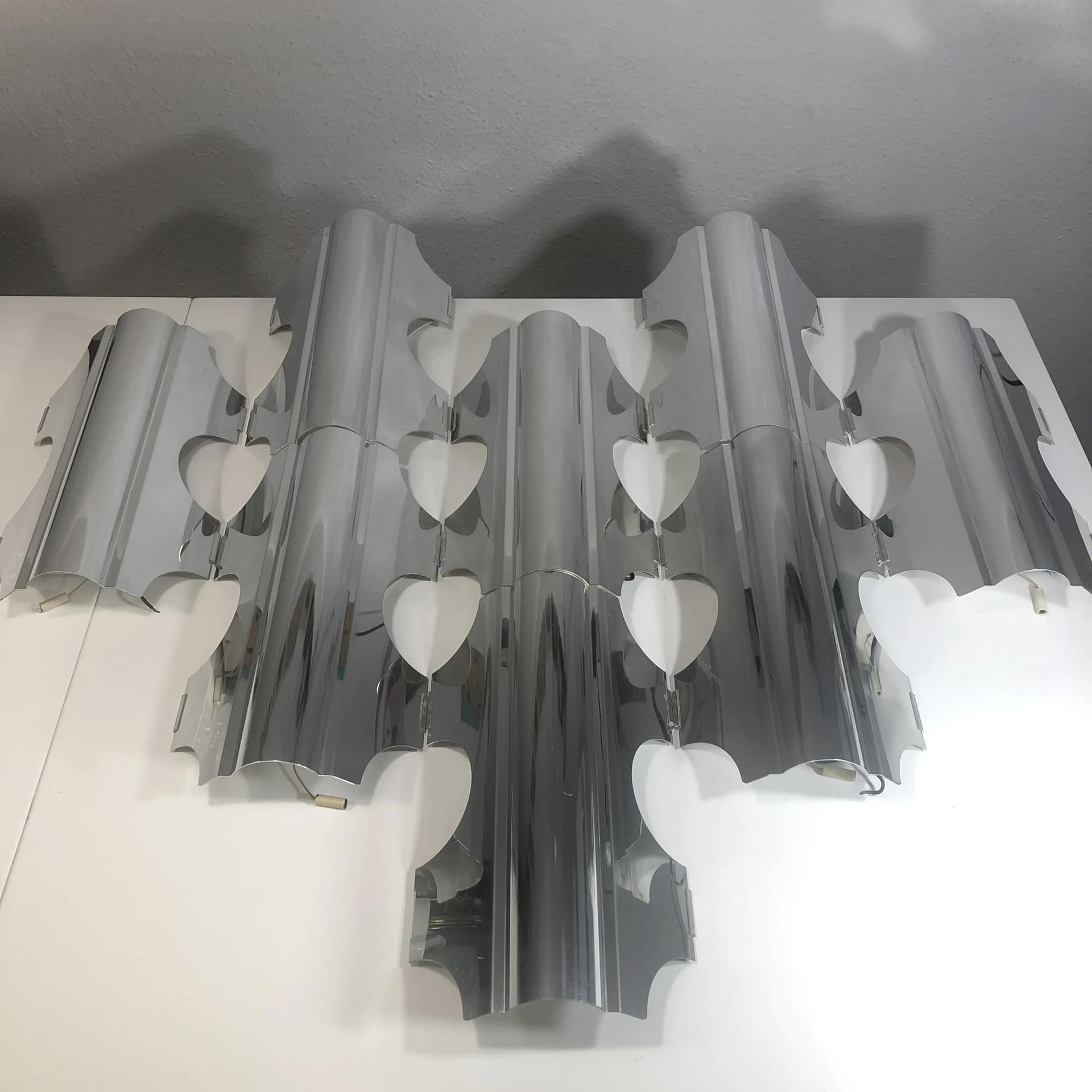 Para kinkietów, srebro, aluminium polerowane, Doria, Niemcy, lata 70. - 33716