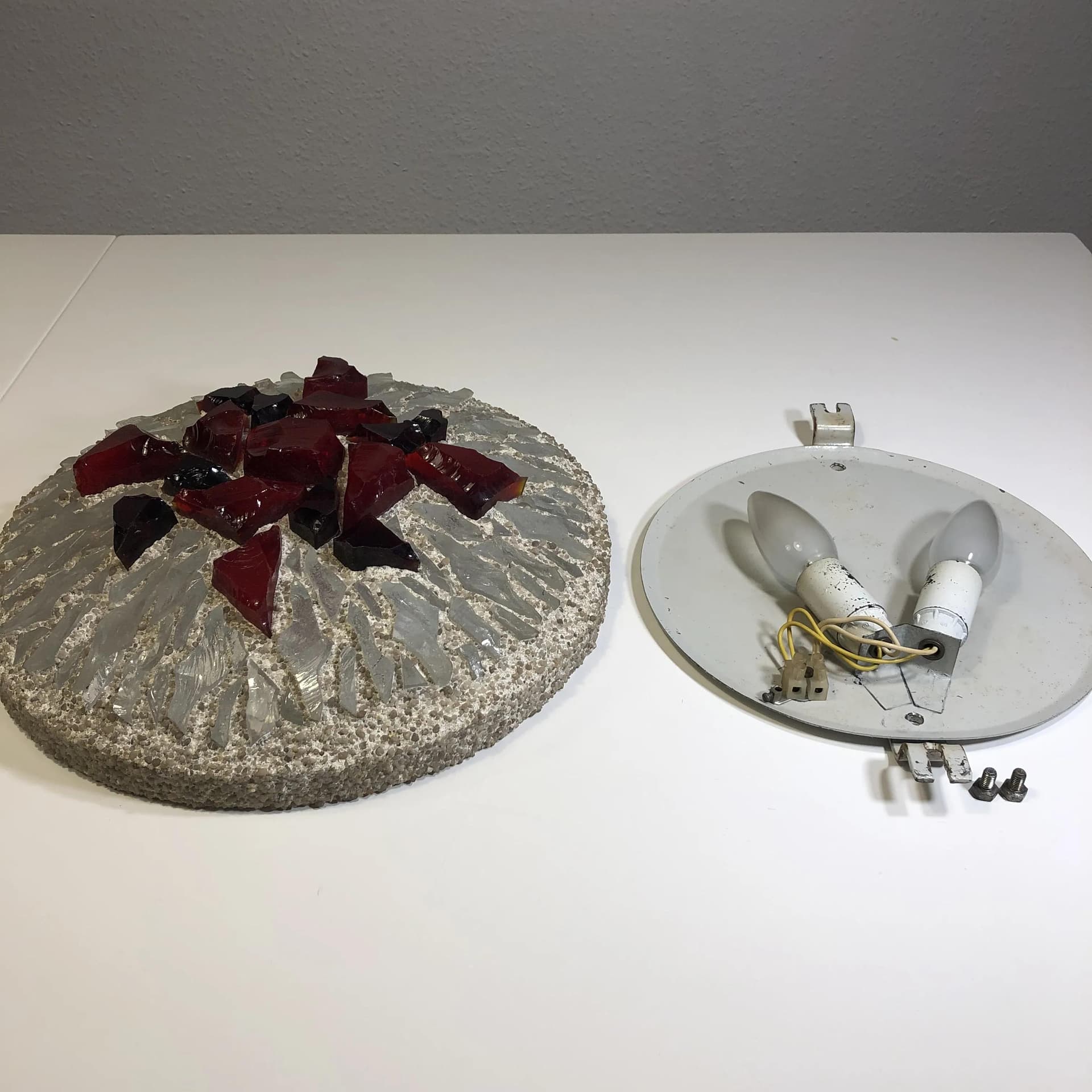 Para kinkietów brutalistycznych, beton szary, szkło, Niemcy, lata 60. - 33687