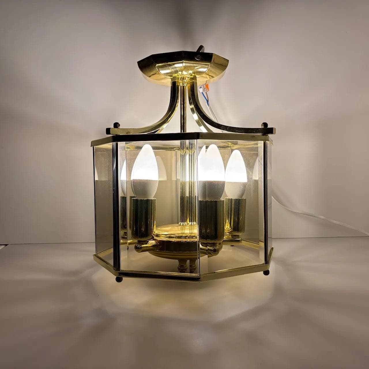 Ceiling lamp, gilded steel brass, Holtkötter, Germany, 1980s - 33675