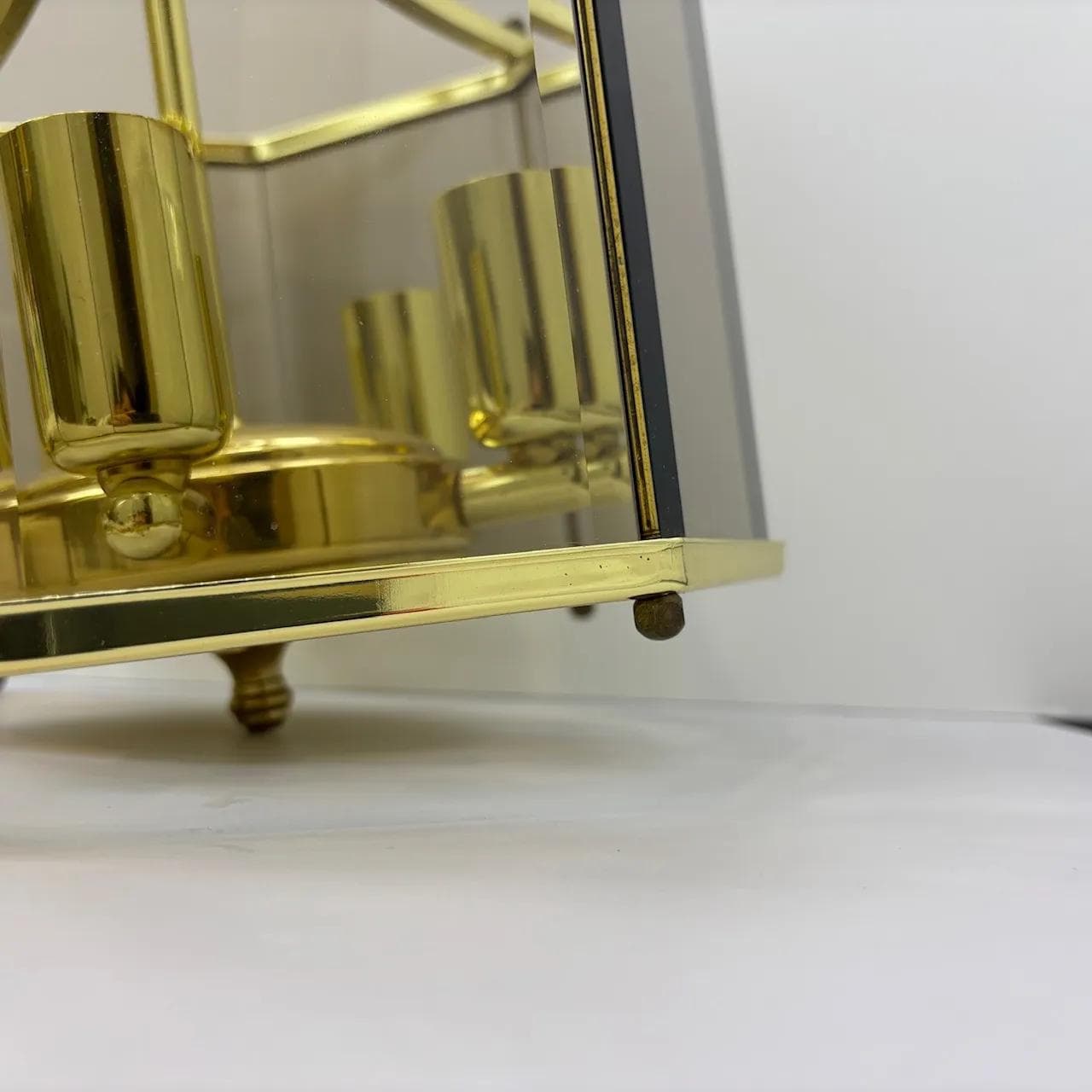 Ceiling lamp, gilded steel brass, Holtkötter, Germany, 1980s - 33683