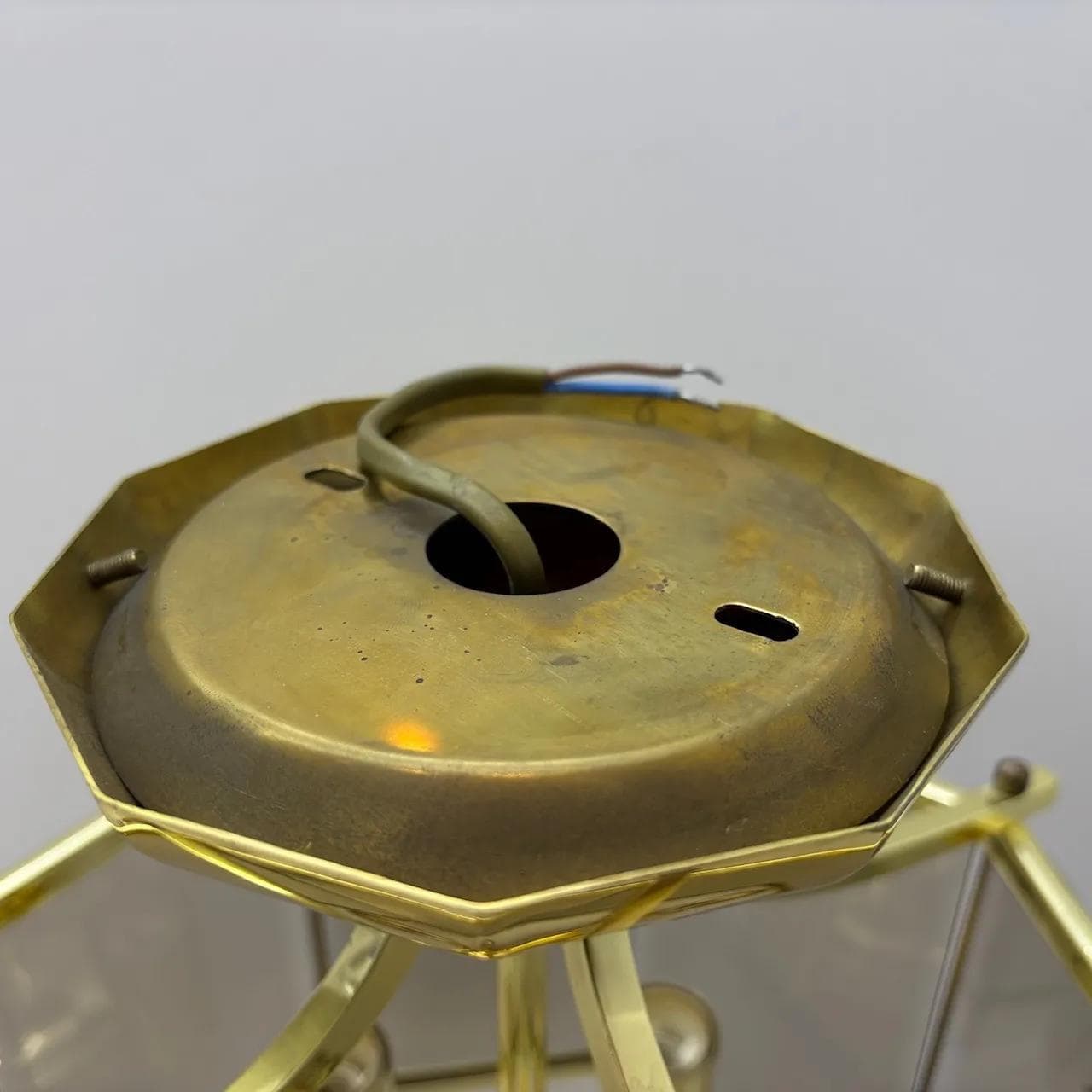 Ceiling lamp, gilded steel brass, Holtkötter, Germany, 1980s - 33681