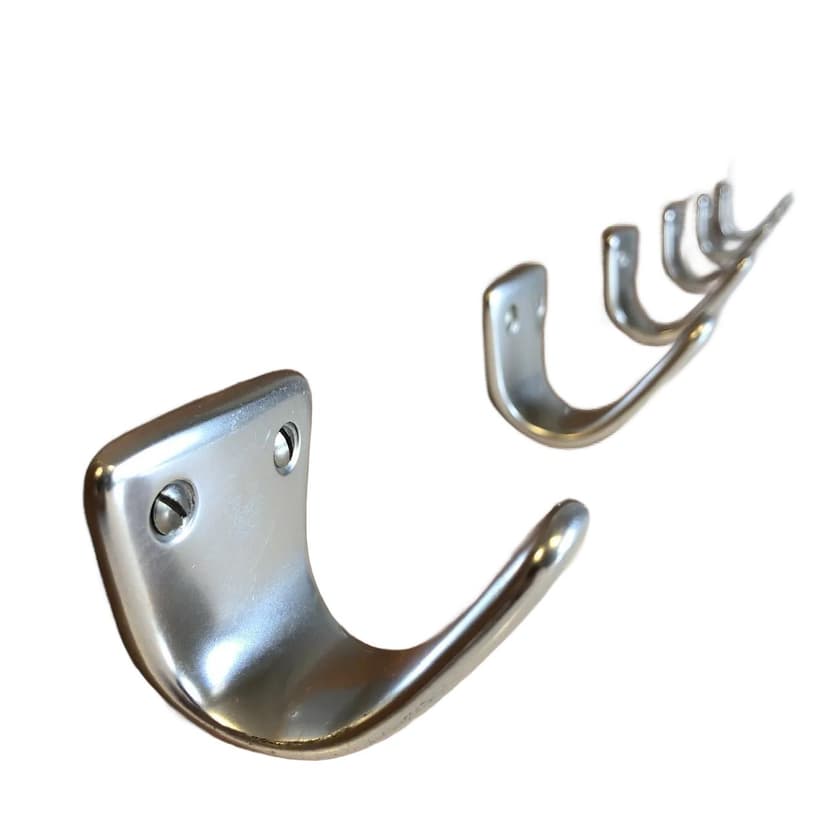 Wieszak ścienny, teak brązowy, aluminium srebrny, Niemcy, lata 70.