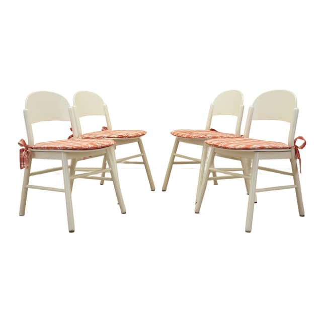 Komplet czterech krzeseł, buk ivory white, Włochy, lata 70. - WYMIARY