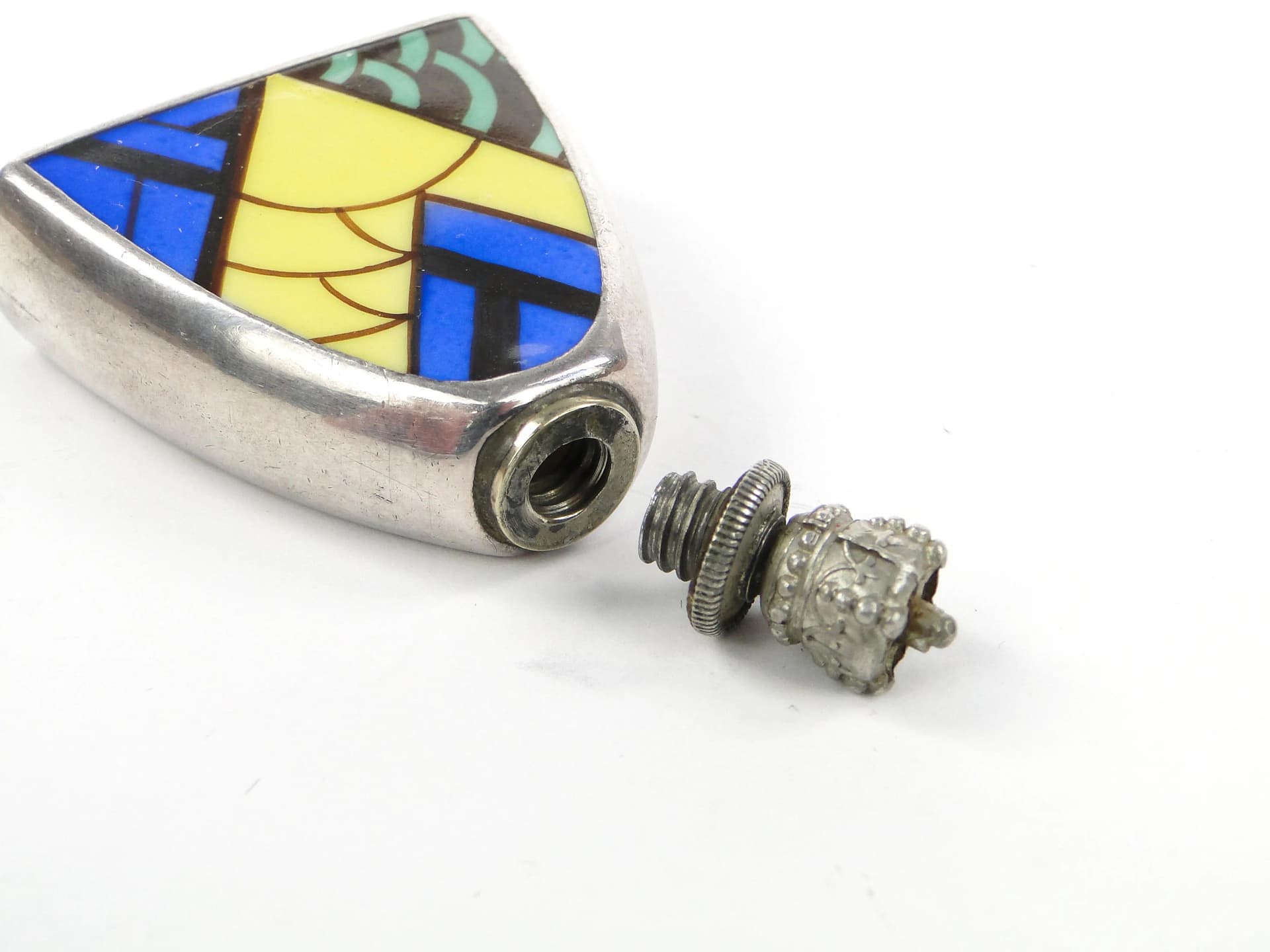 Perfume Bottle Art Deco, multicolor, porcelain silver, Netherlands, 1920s - 34037