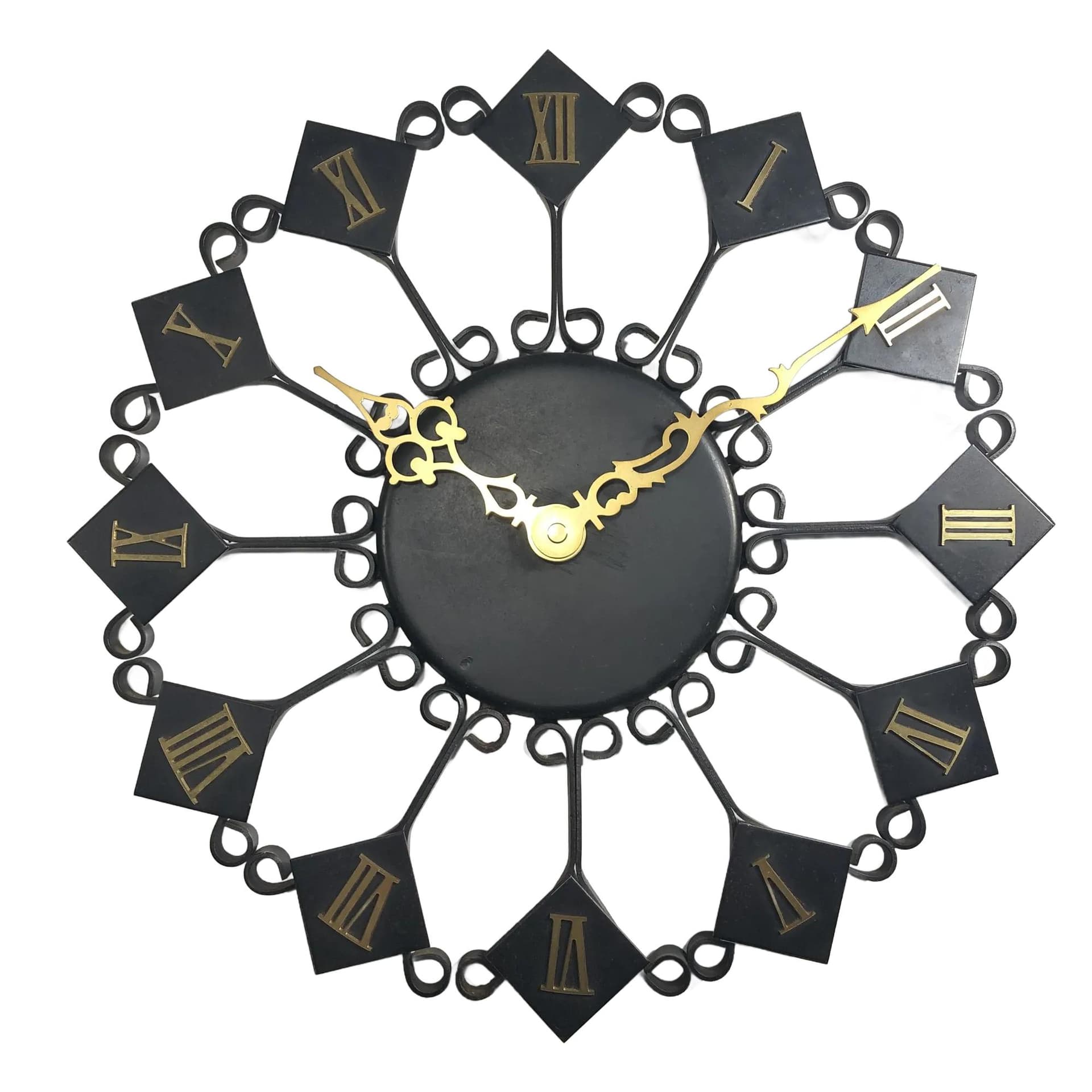 Brutalist Steel and Brass Wall Clock, Germany, 1960s