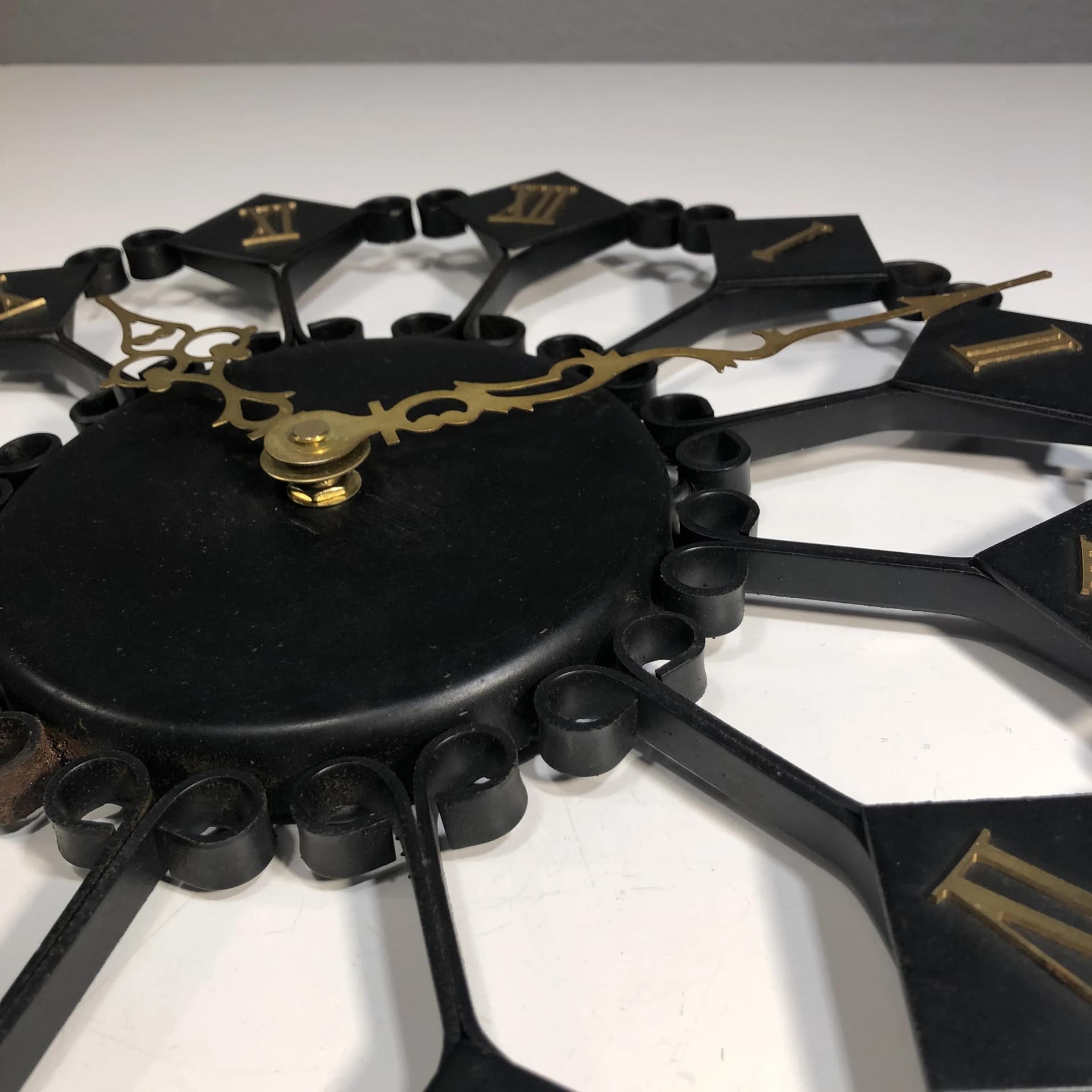 Brutalist Steel and Brass Wall Clock, Germany, 1960s - 33926