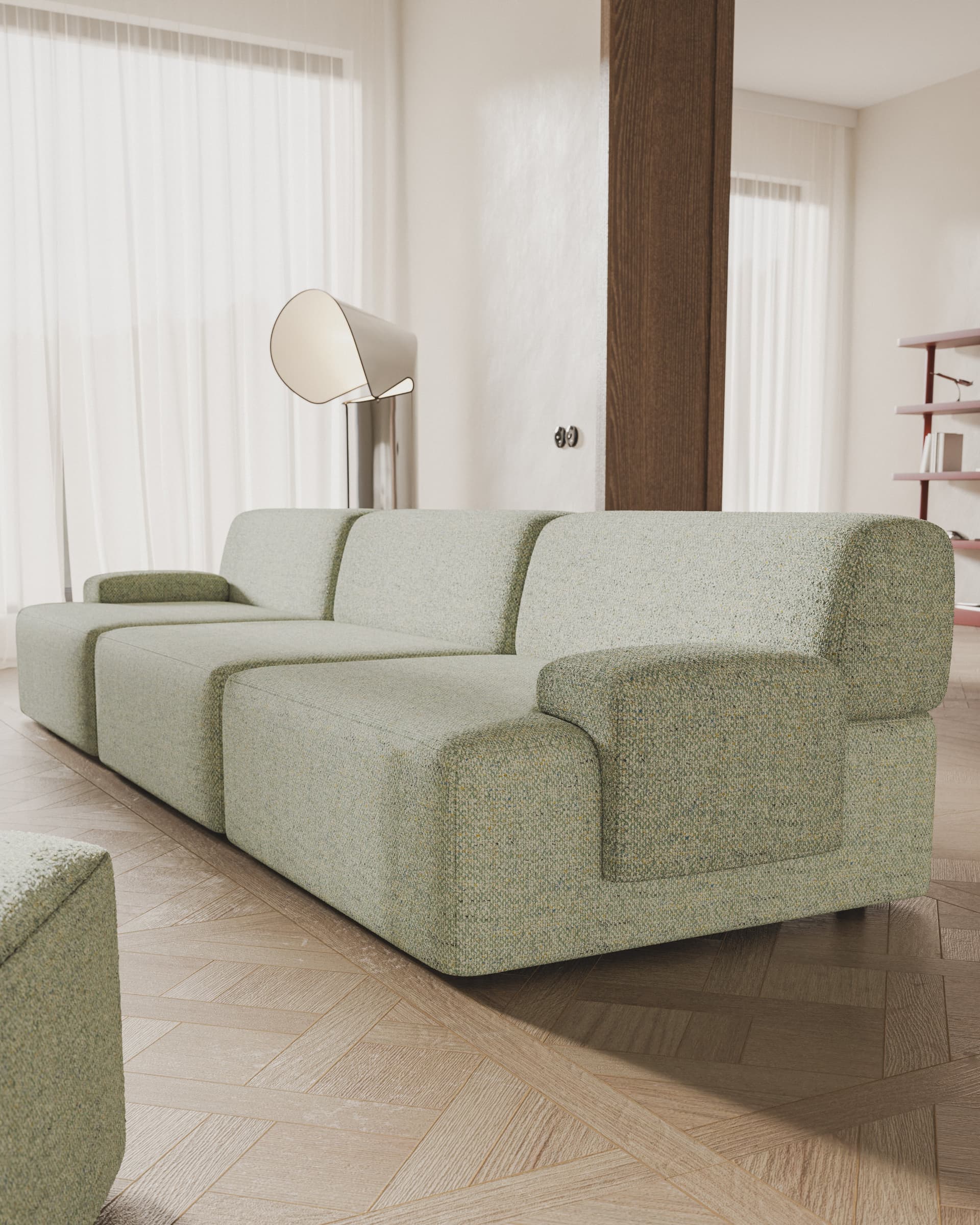 Sofa modułowa Umi 295 cm jasny zielony, Feum - 33874