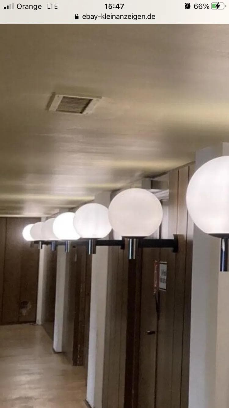 Para kinkietów, szkło opalowe białe, dla Limburg, Niemcy, lata 80. - 34163