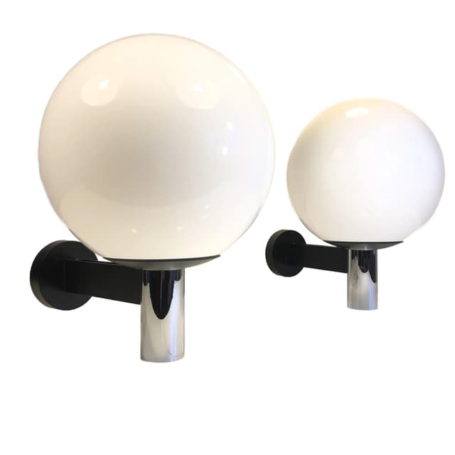 Para kinkietów, szkło opalowe białe, dla Limburg, Niemcy, lata 80. - WYMIARY