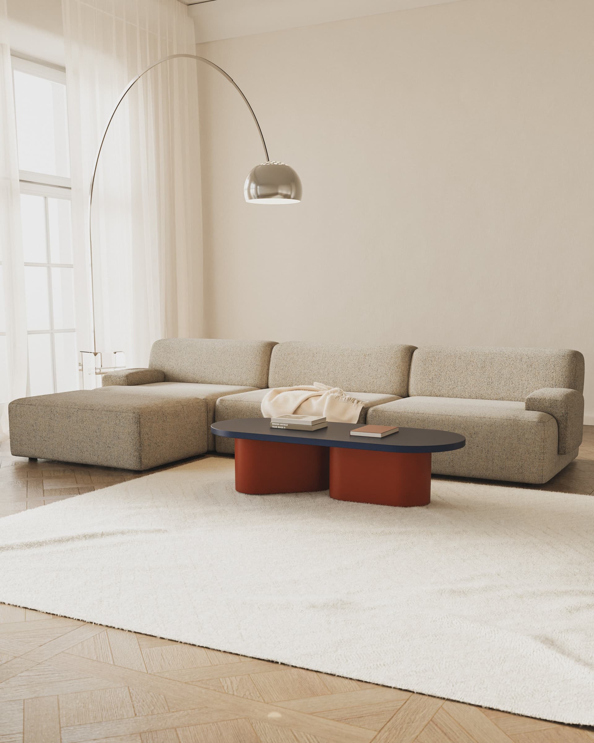 Umi modular corner sofa 295x95x65 cm Miami Beige 3-seater, by Feum Studio, FEUM - 34251