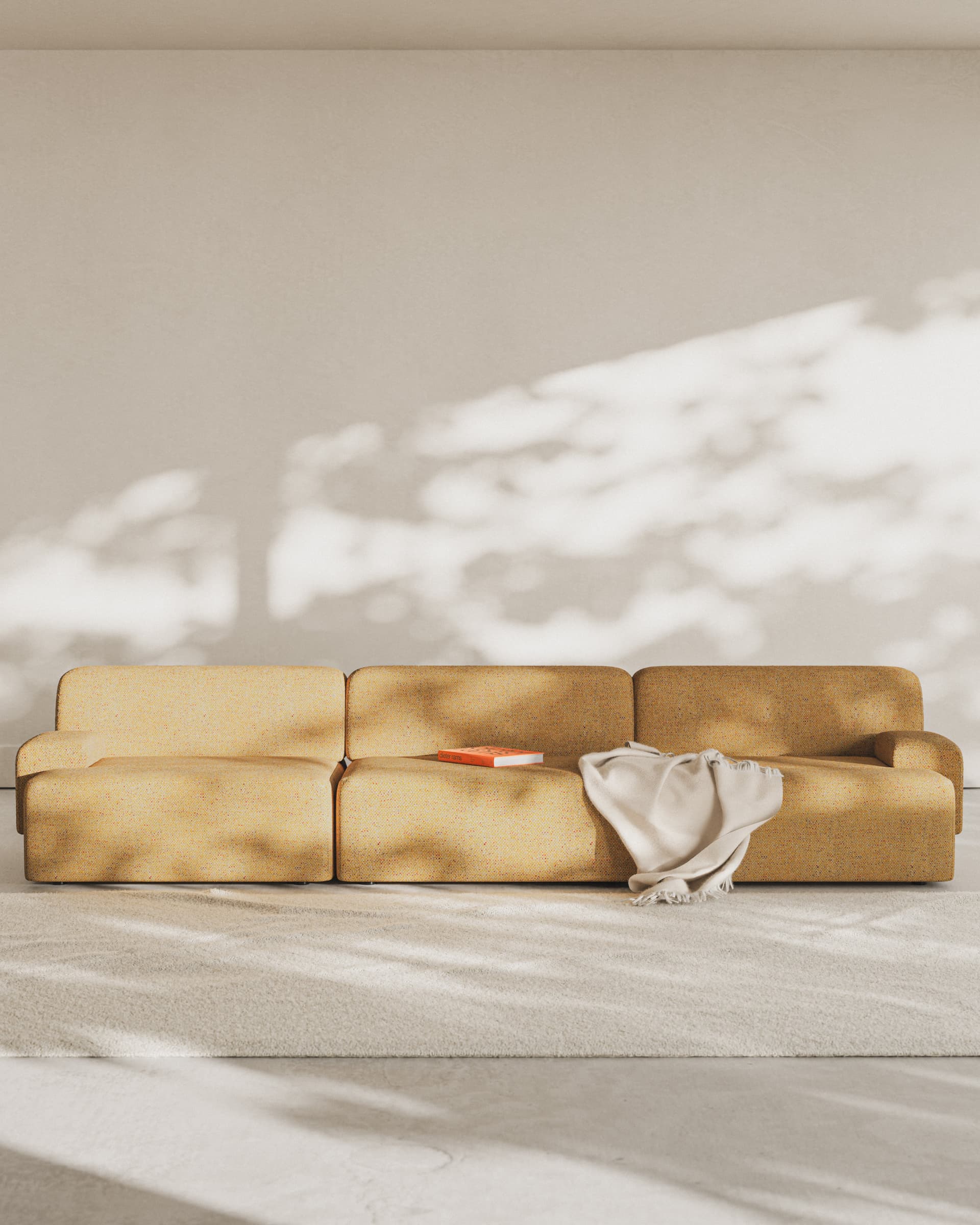 Umi modular sofa 3-seater 295x95x65 cm orange Orange Fall, by Feum Studio, FEUM - 34245