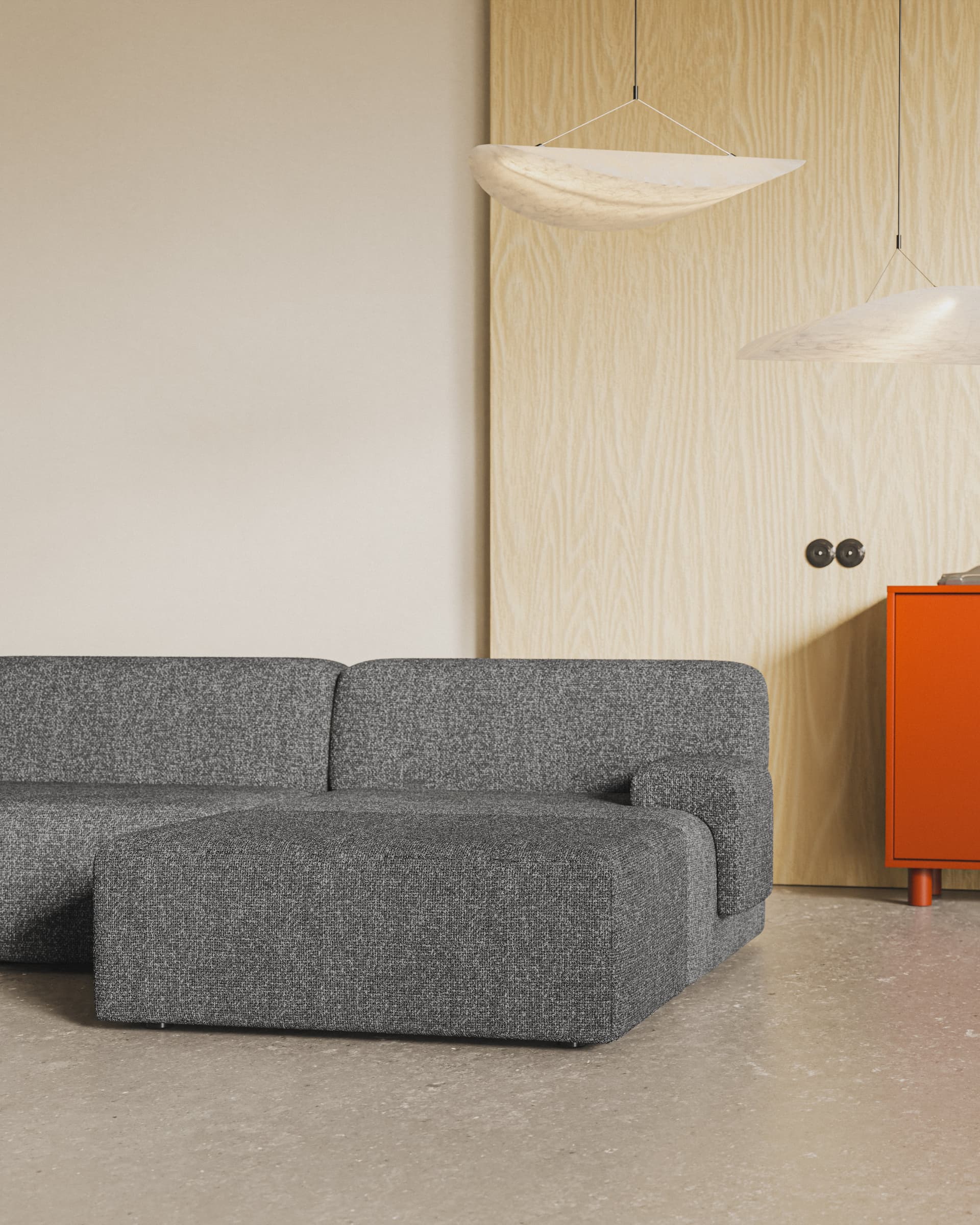 Umi modular corner sofa 3-seater 295x95x65 cm grey Stone Black, by Feum Studio, FEUM - 34218