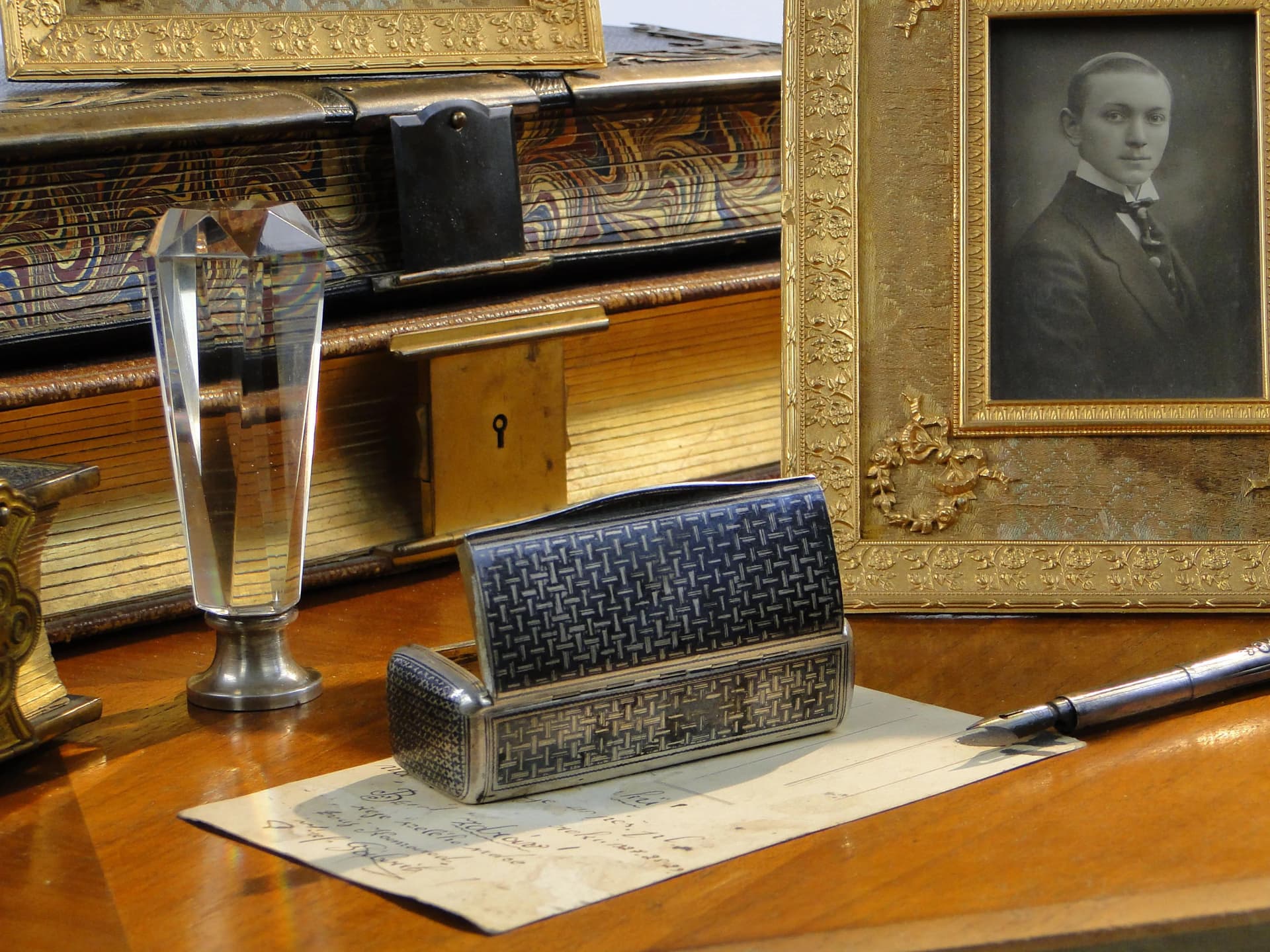 Tabakiera kasetkowa, niello srebro, Carska Rosja, XIX w. - 34290