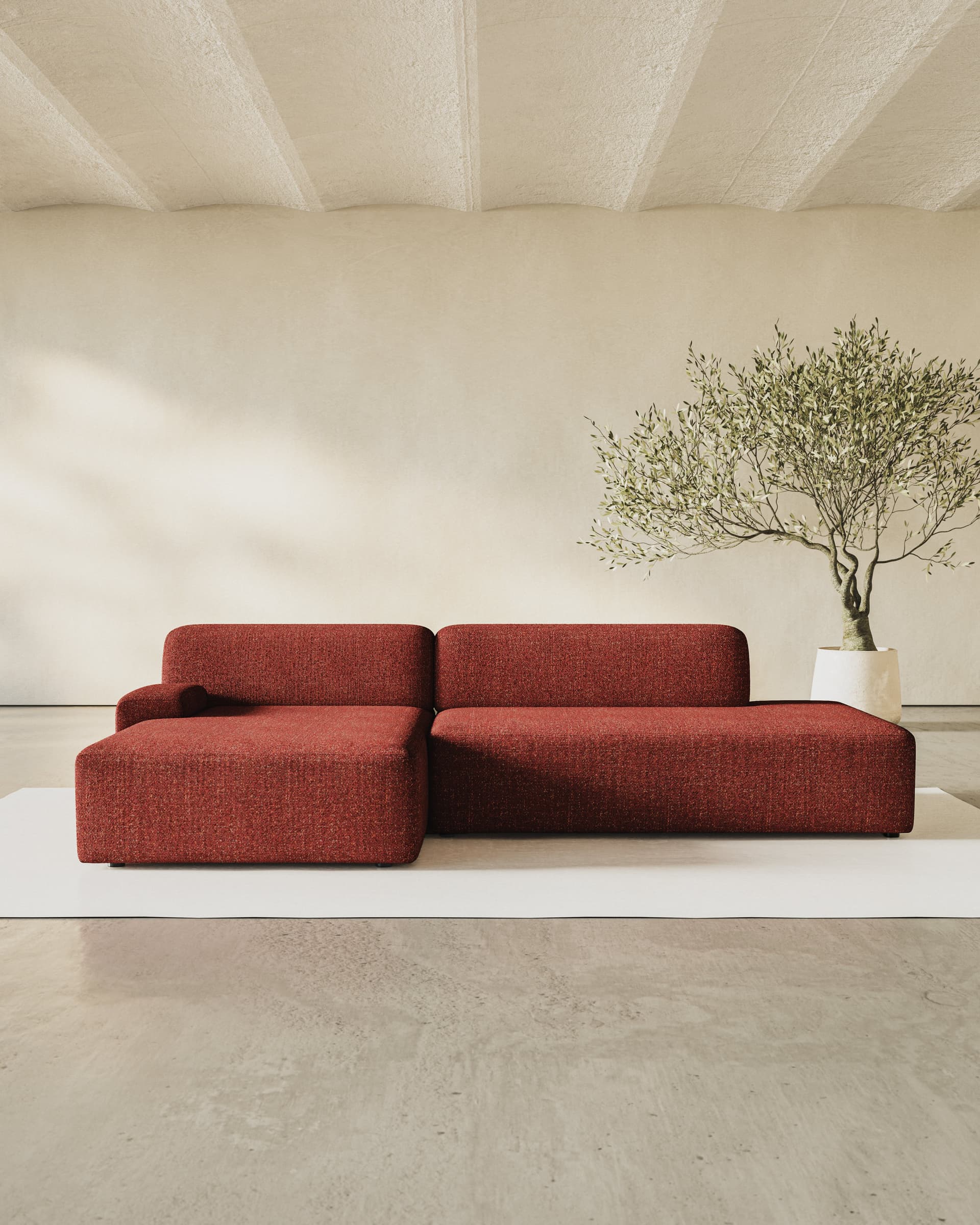 Umi modular sofa ottoman corner left 255x140x65 cm maroon red, by Feum Studio, FEUM - 34194