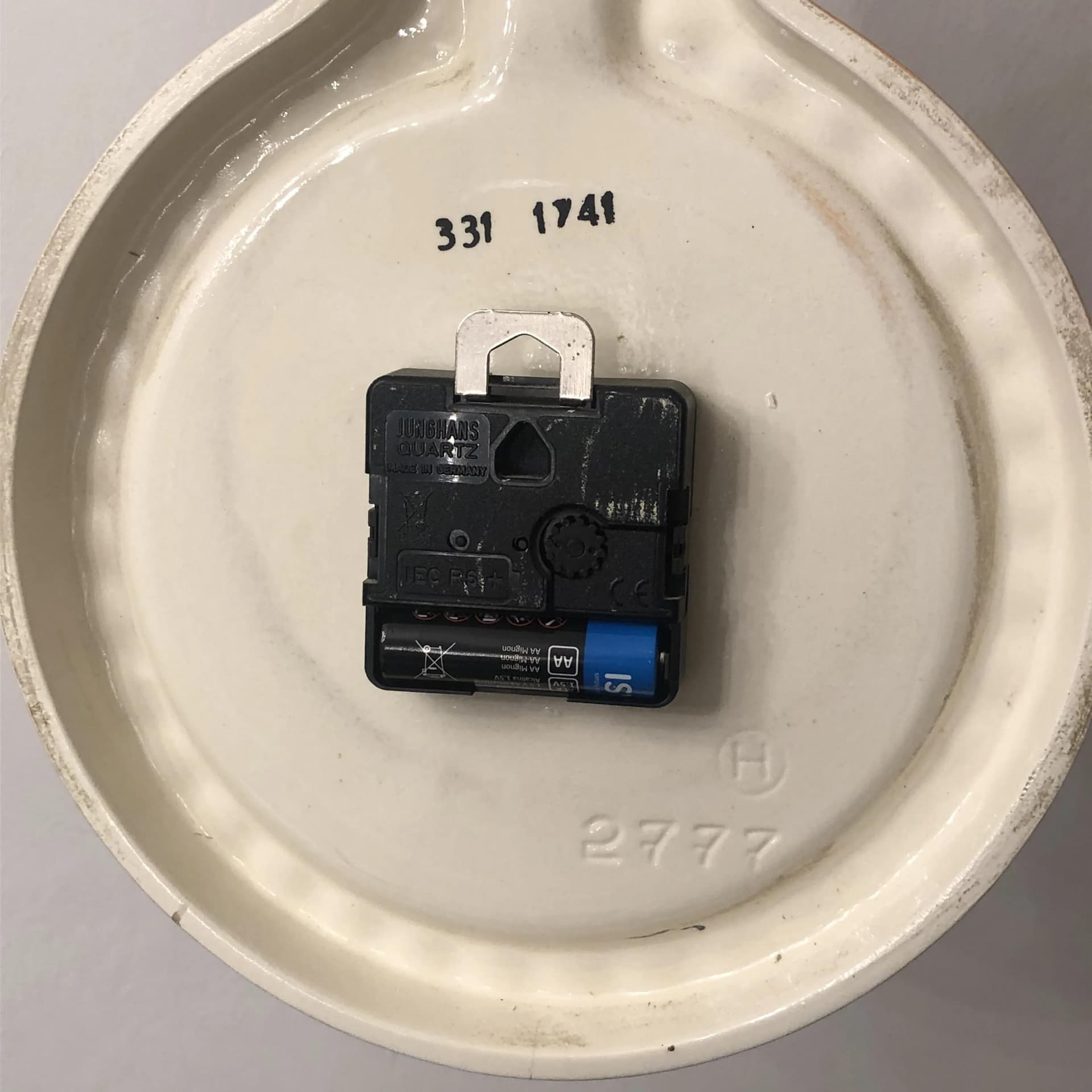 Pomarańczowy ceramiczny zegar ścienny, Junghans, Niemcy, lata 80. - 34123