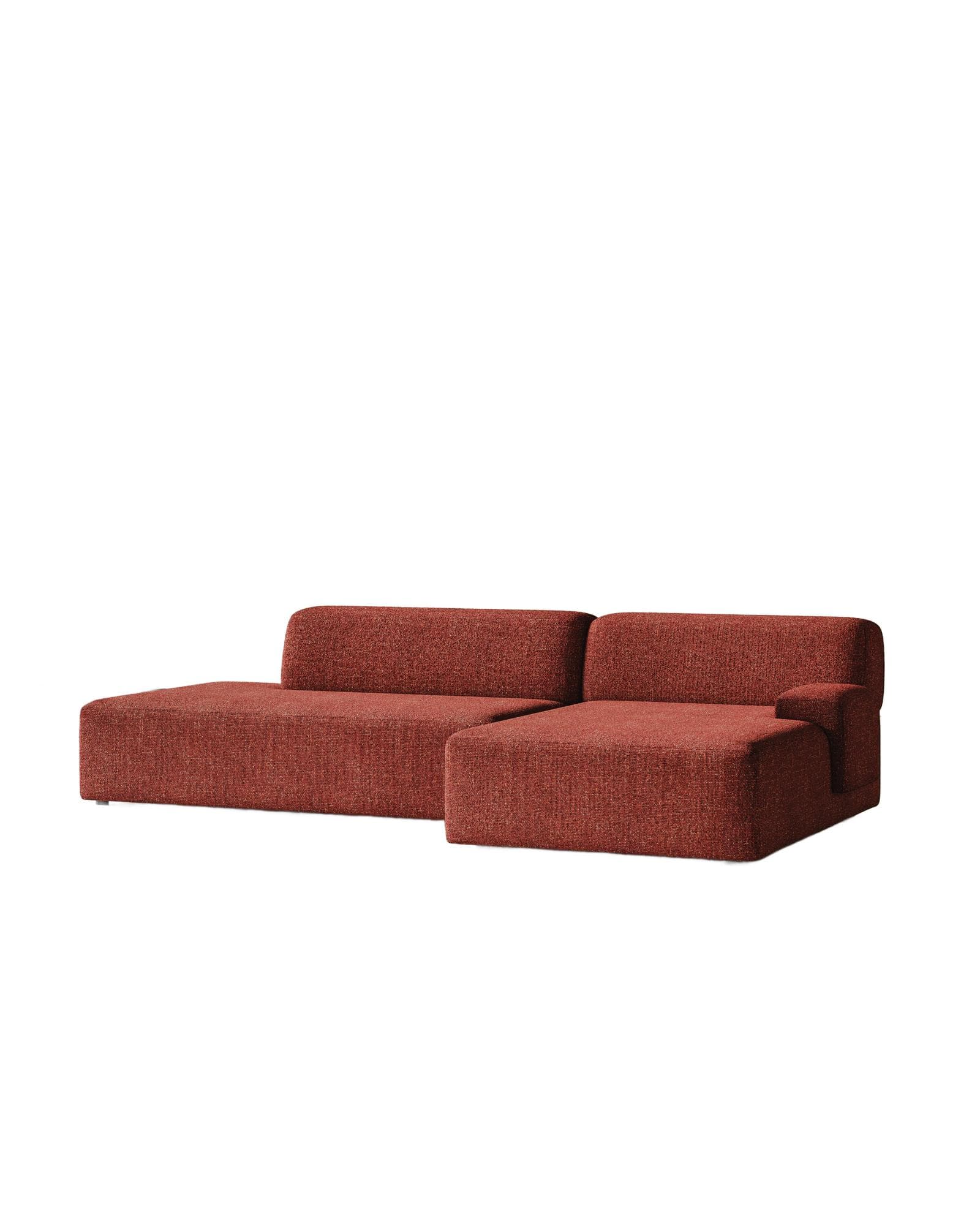 Umi modular sofa 255x140x65 cm maroon red ottoman corner right, by Feum Studio, FEUM - 43638