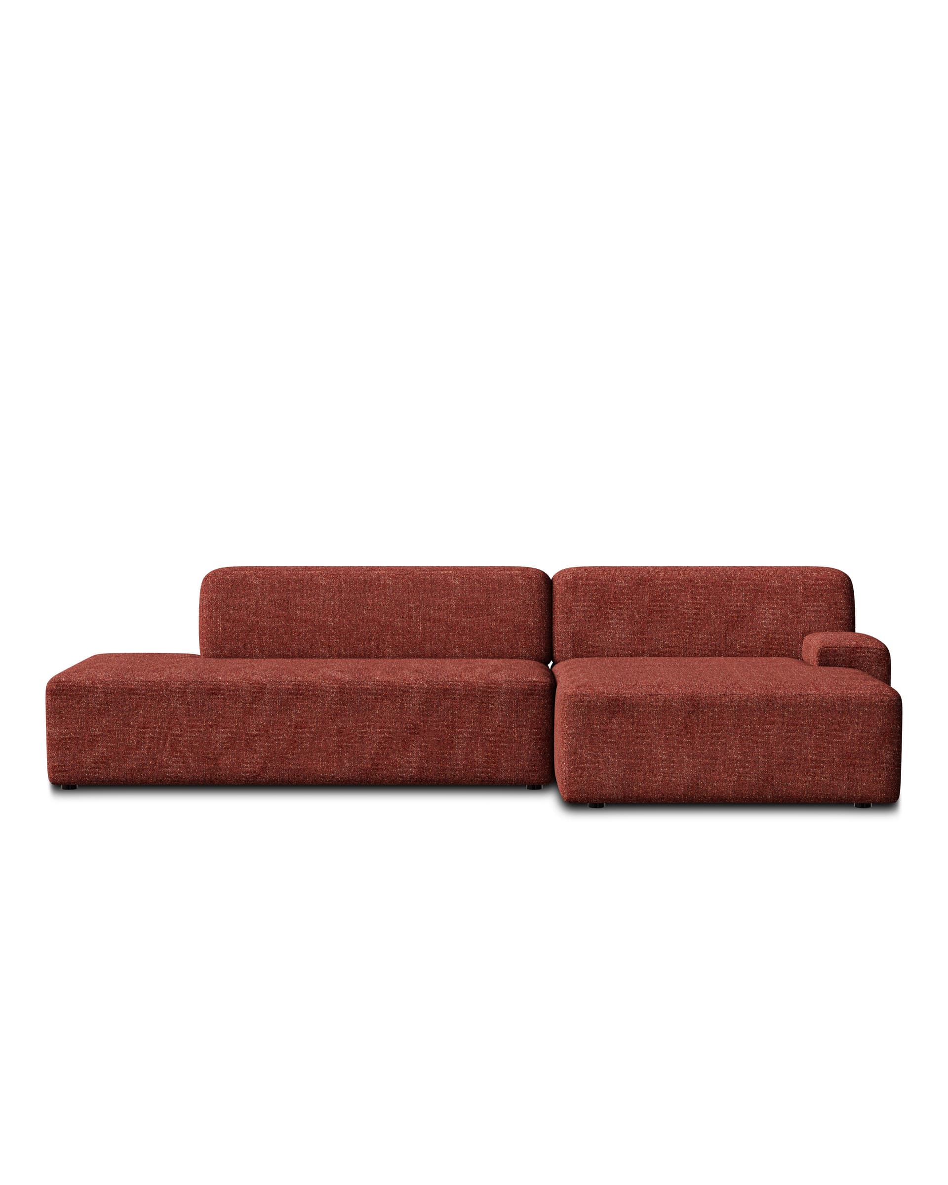 Umi modular sofa 255x140x65 cm maroon red ottoman corner right, by Feum Studio, FEUM - 43639