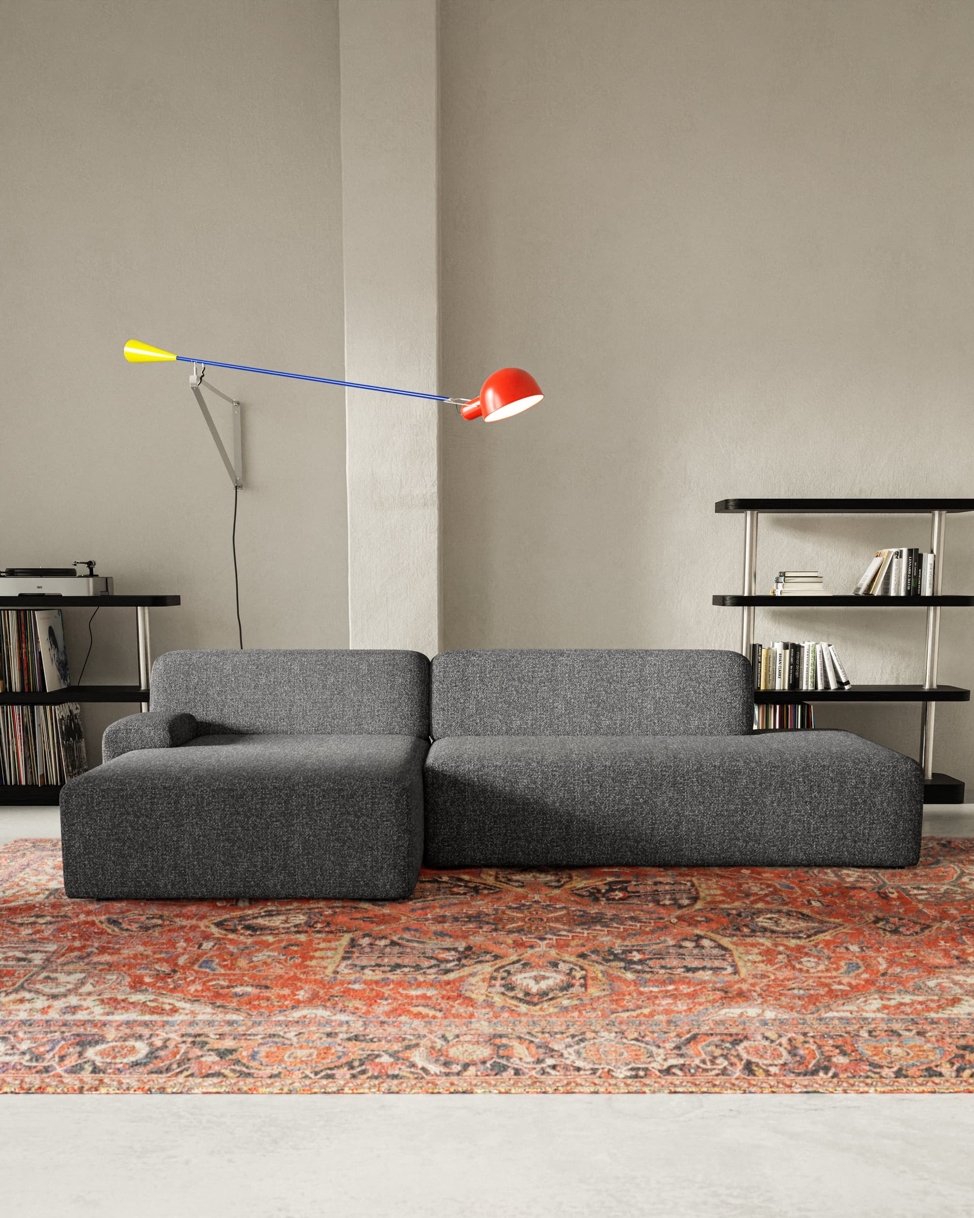 Sofa modułowa Umi narożna lewostronna 255 cm szary, Feum - 34182