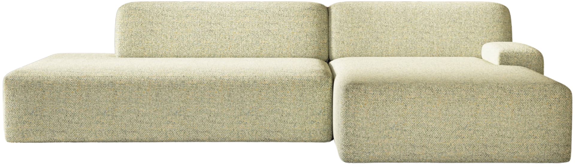 Umi modular sofa ottoman corner right 255x140x65 cm light green, by Feum Studio, FEUM