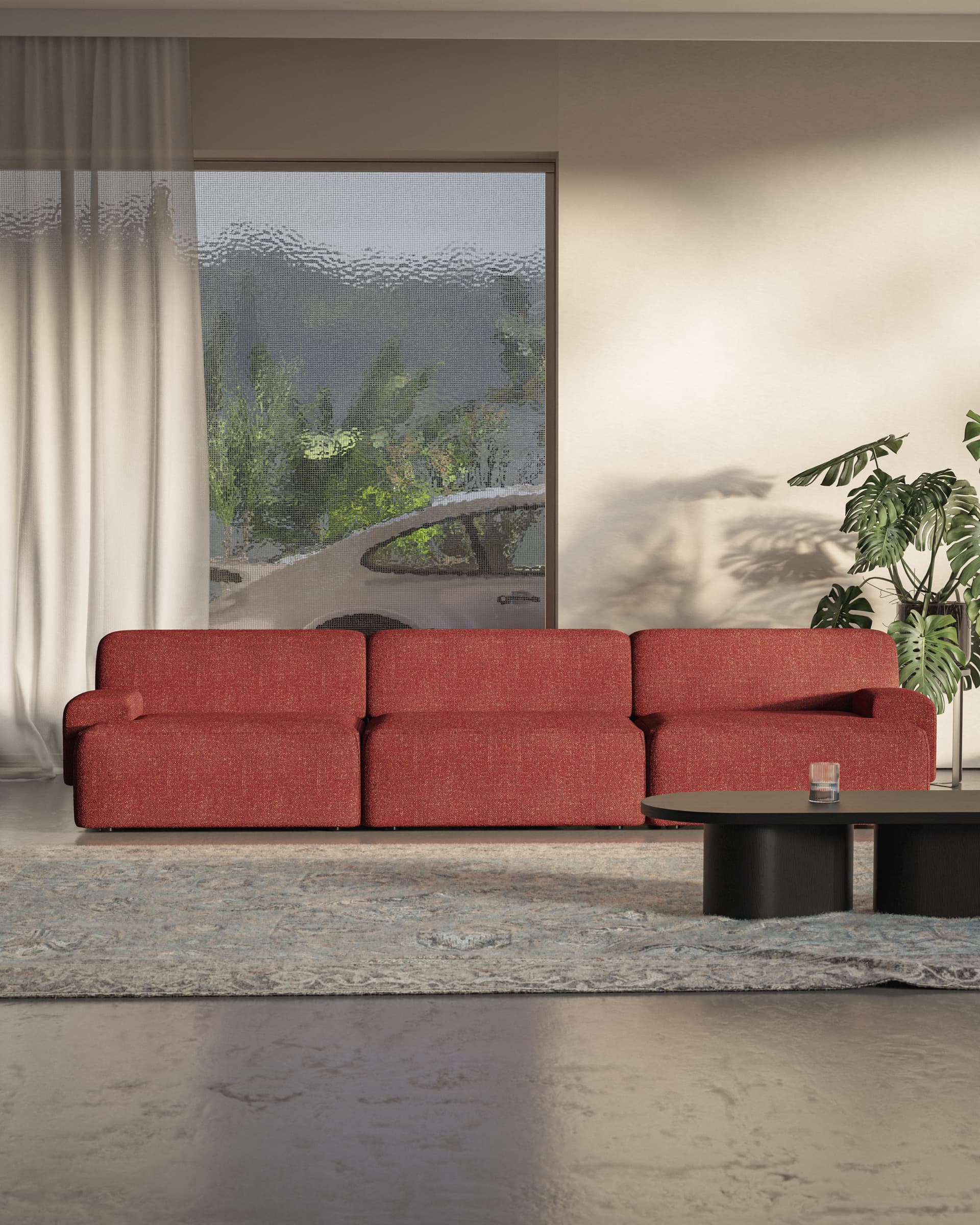 Sofa modułowa Umi 295 cm czerwony, Feum - 34402