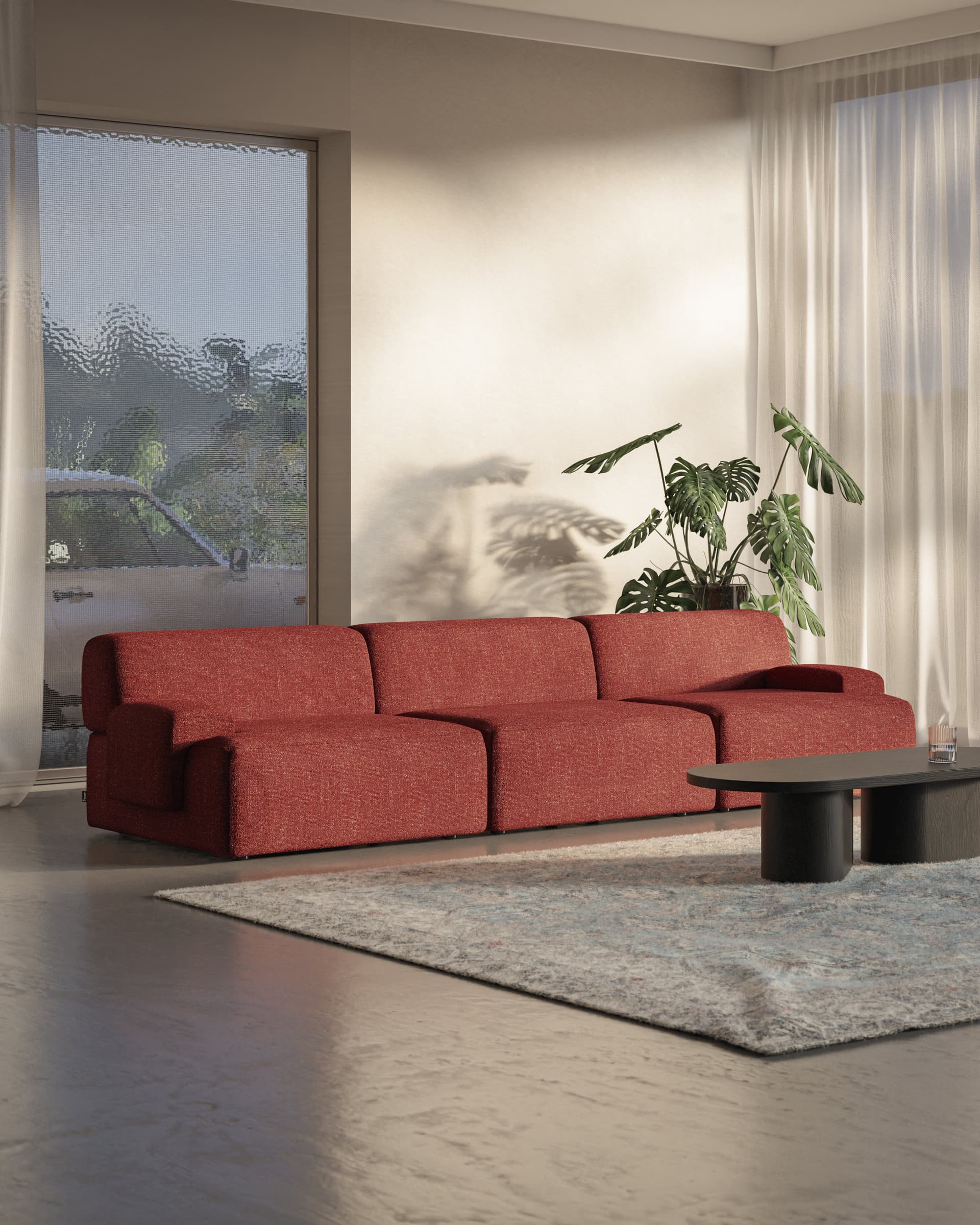 Sofa modułowa Umi 295 cm czerwony, Feum - 34404