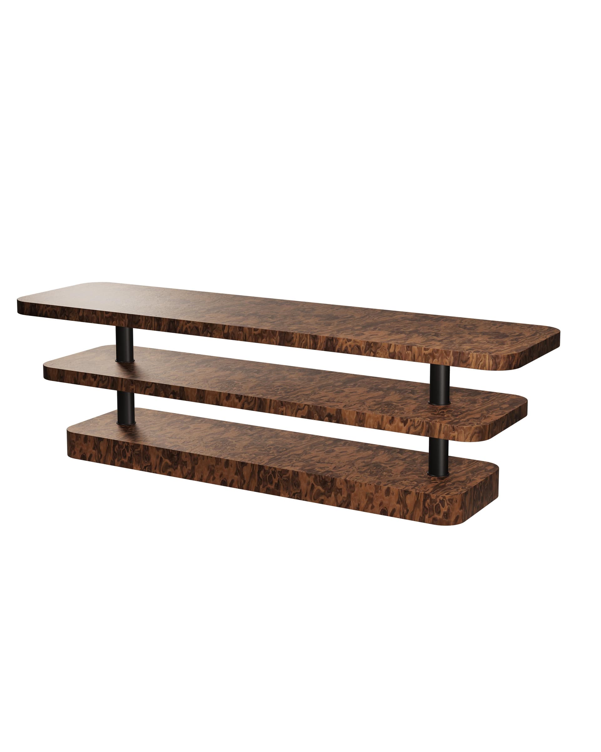 Szafka RTV Rel California Burl brązowy i czarny, Feum - 43621