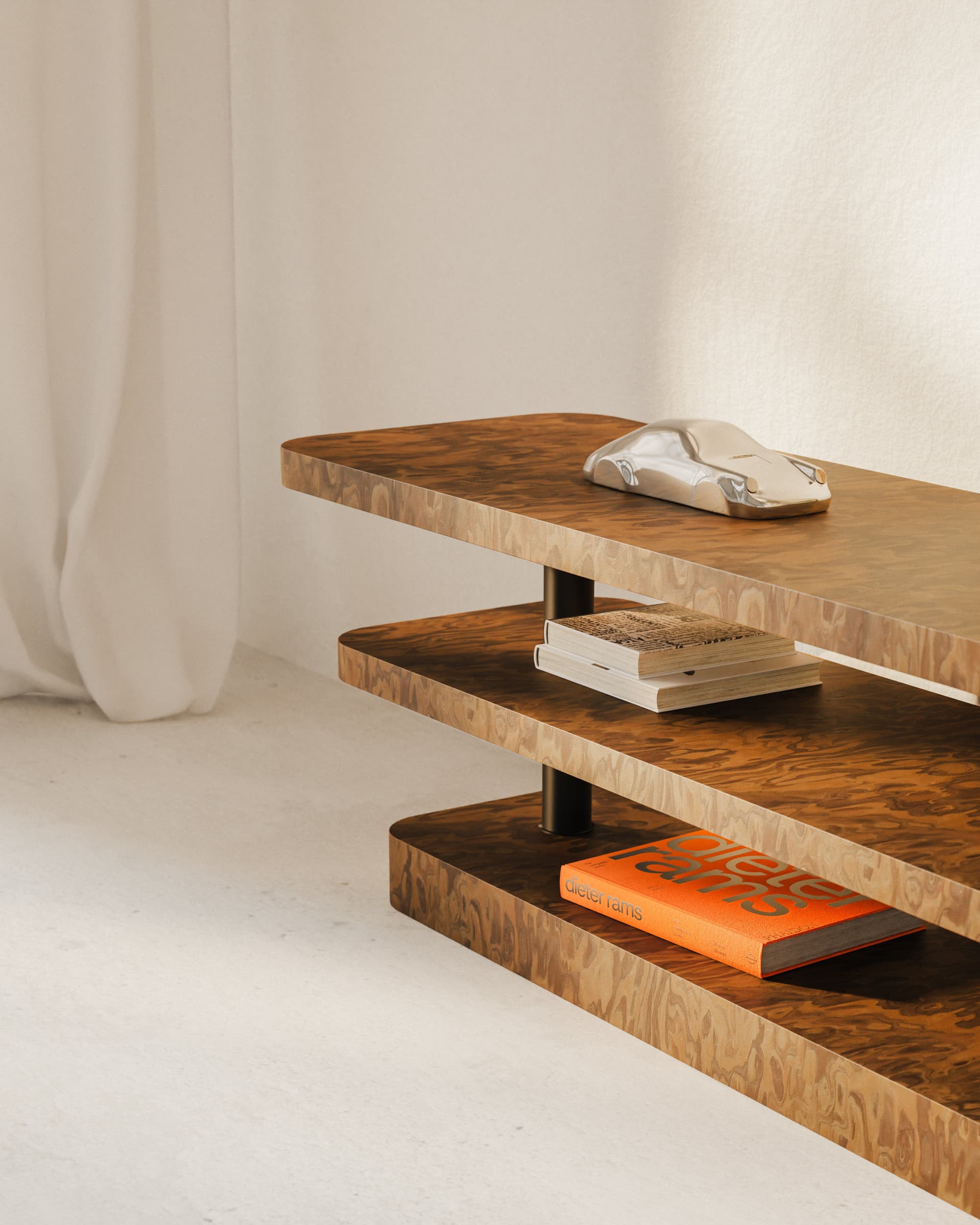 Szafka RTV Rel California Burl brązowy i czarny, Feum - 34387