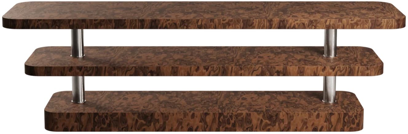 Szafka RTV Rel California Burl brązowy i stal szczotkowana, Feum