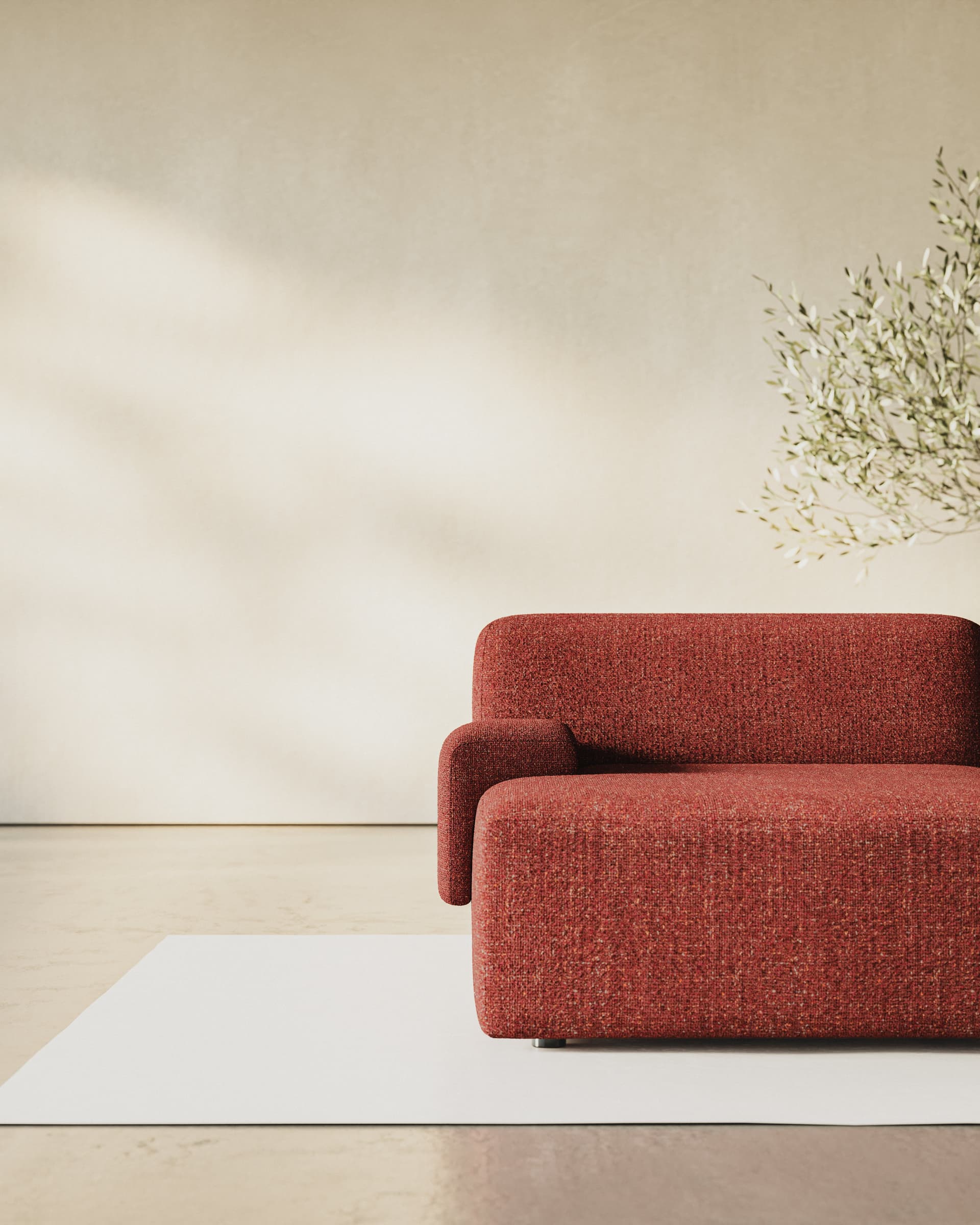 Umi modular corner sofa 295x95x65 cm maroon red 3-seater, by Feum Studio, FEUM - 34374