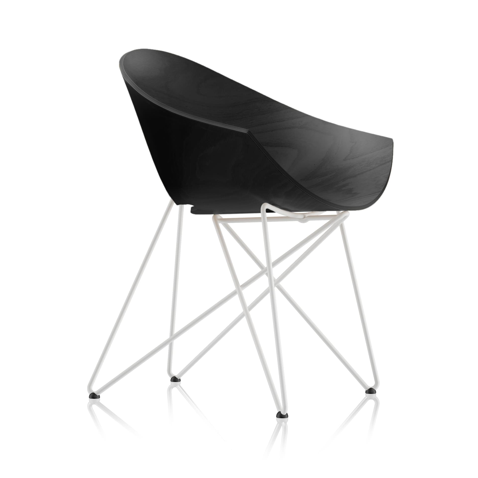 Fotel RM56 buk czarny i biały stelaż, proj. R. Modzelewski, VZÓR