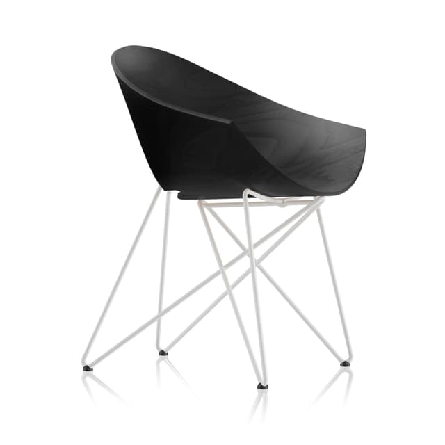 Fotel RM56 buk czarny i biały stelaż, proj. R. Modzelewski, VZÓR - WYMIARY