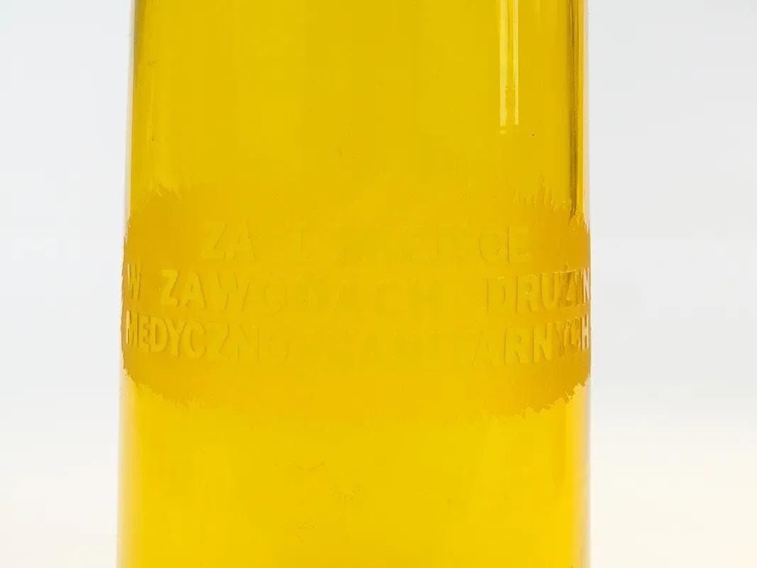 Wazon amfora, żółty, szkło, proj. K. Krawczyk, Polska, lata 70. - 34448