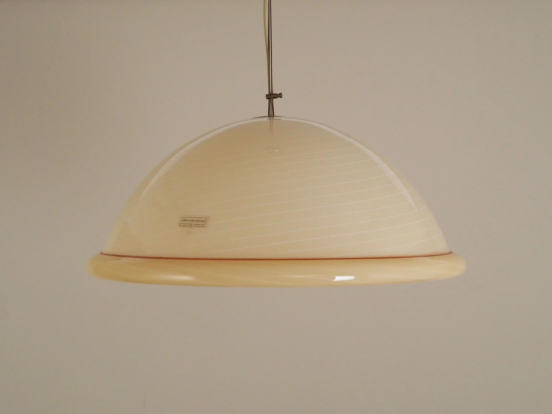 Lampa wisząca, Murano, szkło beżowy, metal srebrny, Włochy, lata 70. - 34488